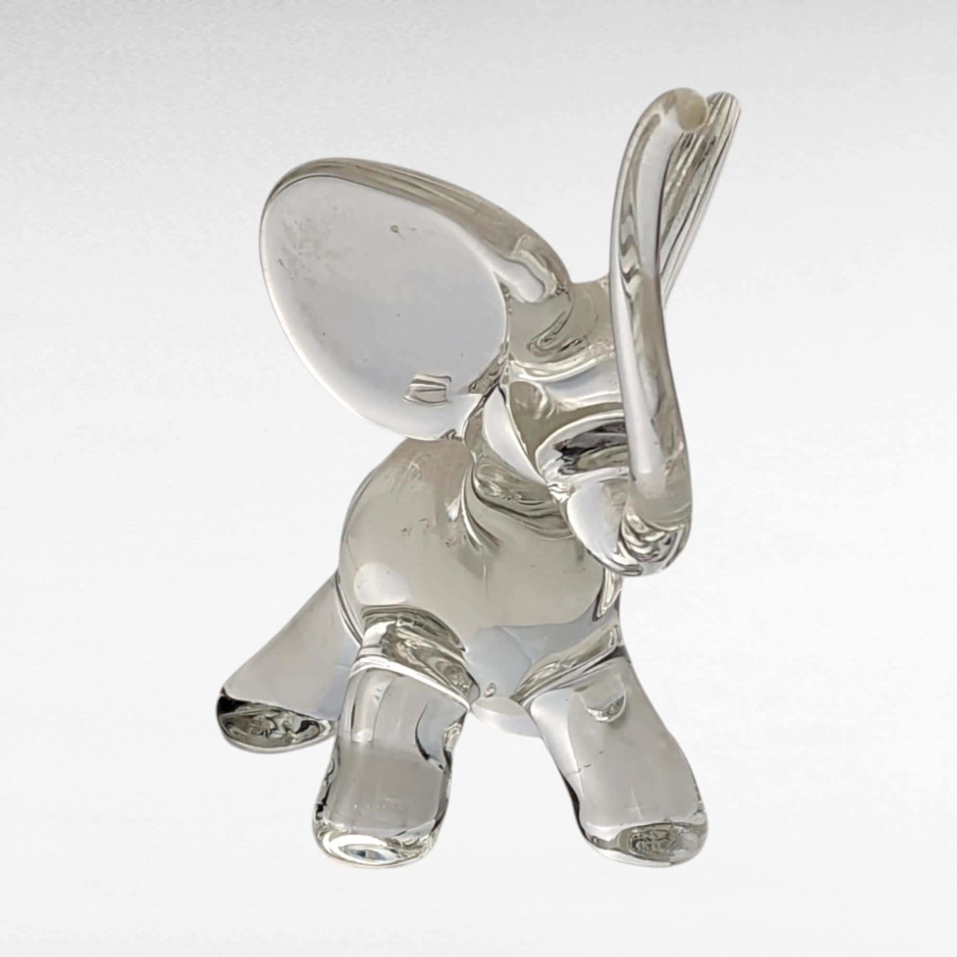 Vintage Glass Animal Figurines - Cat & Elephant Set - Clear Glass Decor, Collectible Glass, Animal Lover Gift