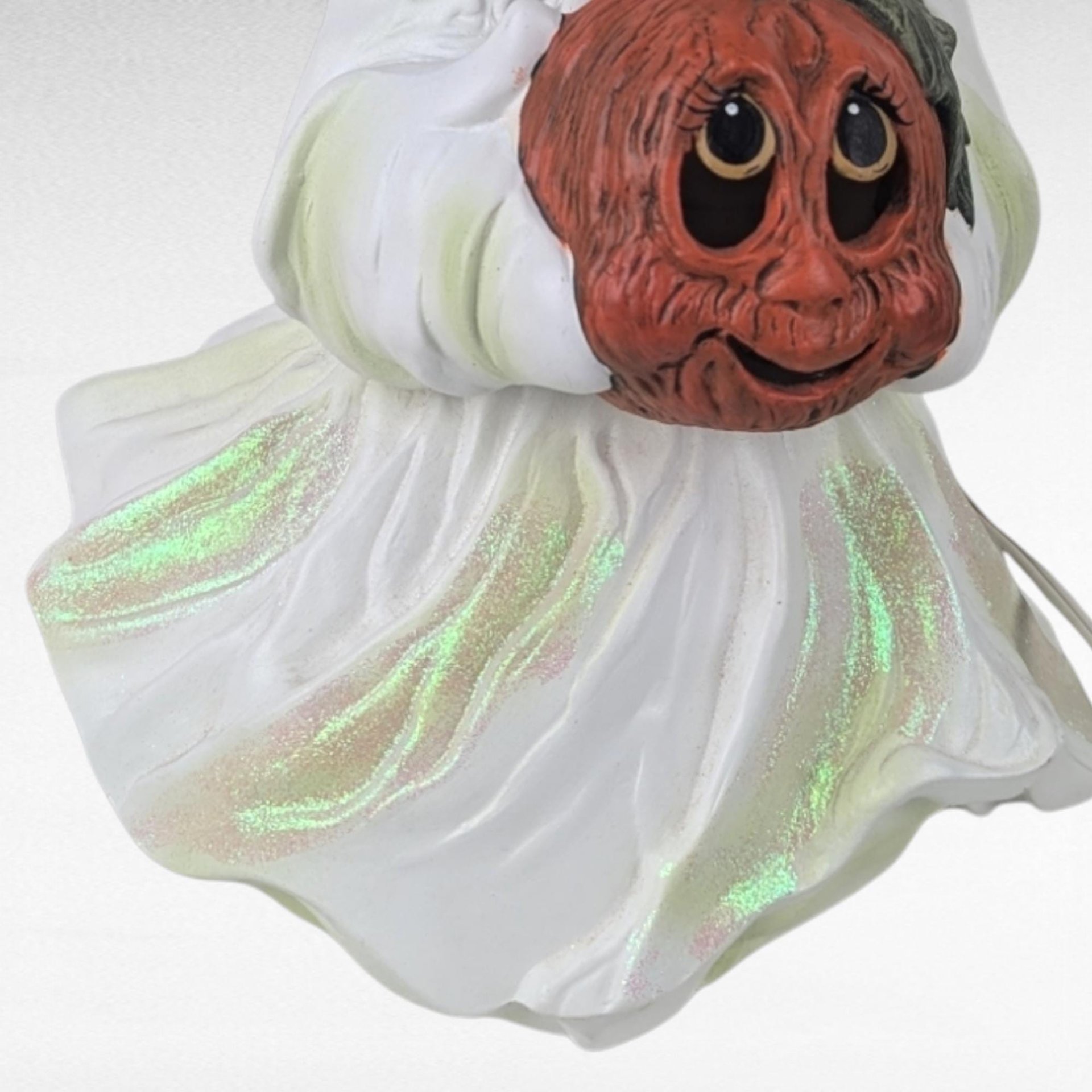 Vintage Holland Mold Ceramic Ghost Light, Halloween Decor, Jack O'Lantern, Ghost with Pumpkin, Collectible Figurine