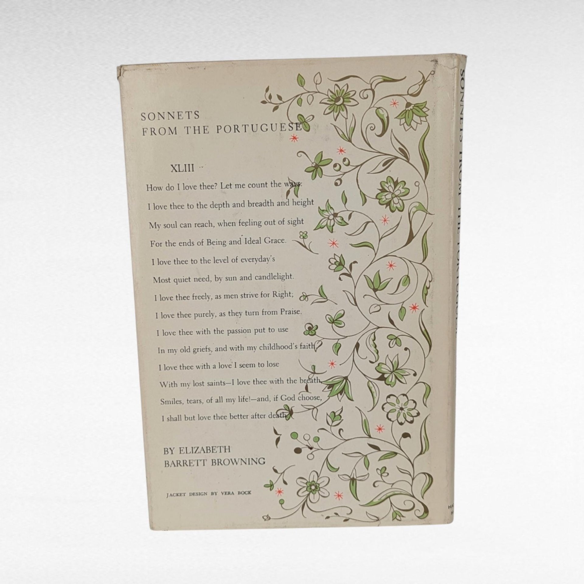 1954 Sonnets from the Portuguese by Elizabeth Barrett Browning, Hardcover Book, Illustrated, Love Poems, Collectible Book