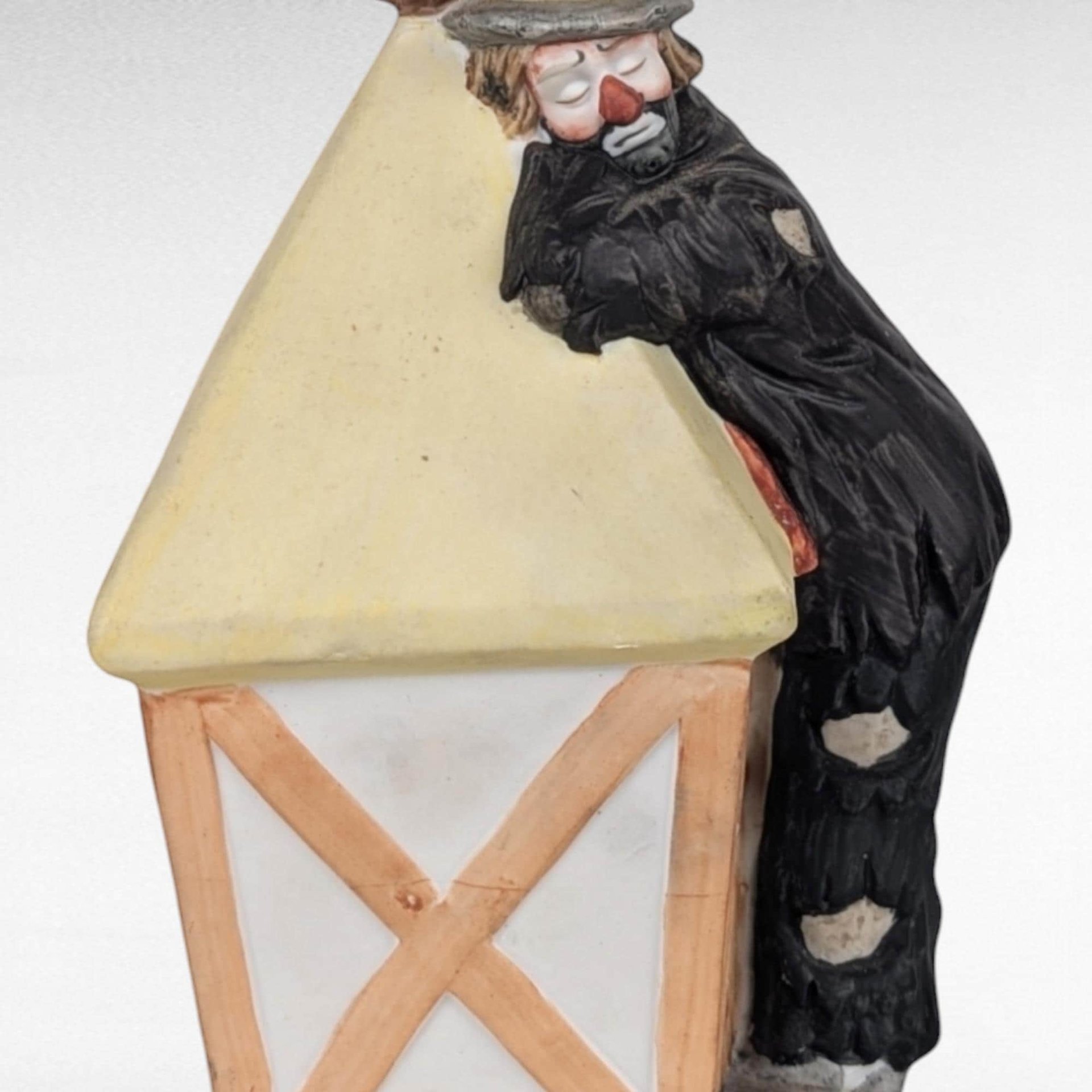 Vintage Flambro Emmett Kelly Jr. Clown on Lamp Nightlight, Ceramic Clown Figurine, Circus Decor,  Collectible Clown