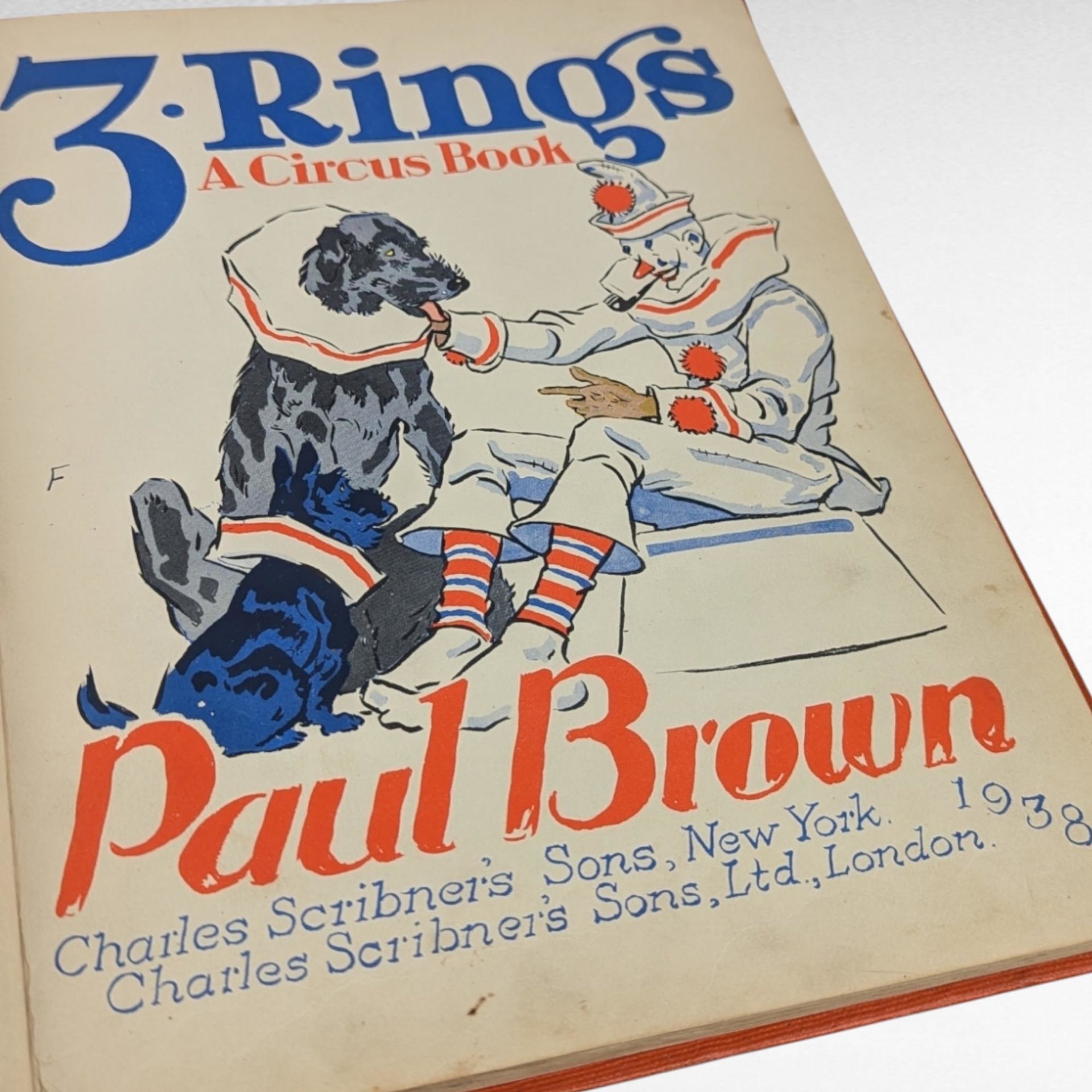 1938 3 Rings A Circus Book by Paul Brown, Vintage Children's Literature, Collectible Illustrated Book, Gift for Child, Circus Lover