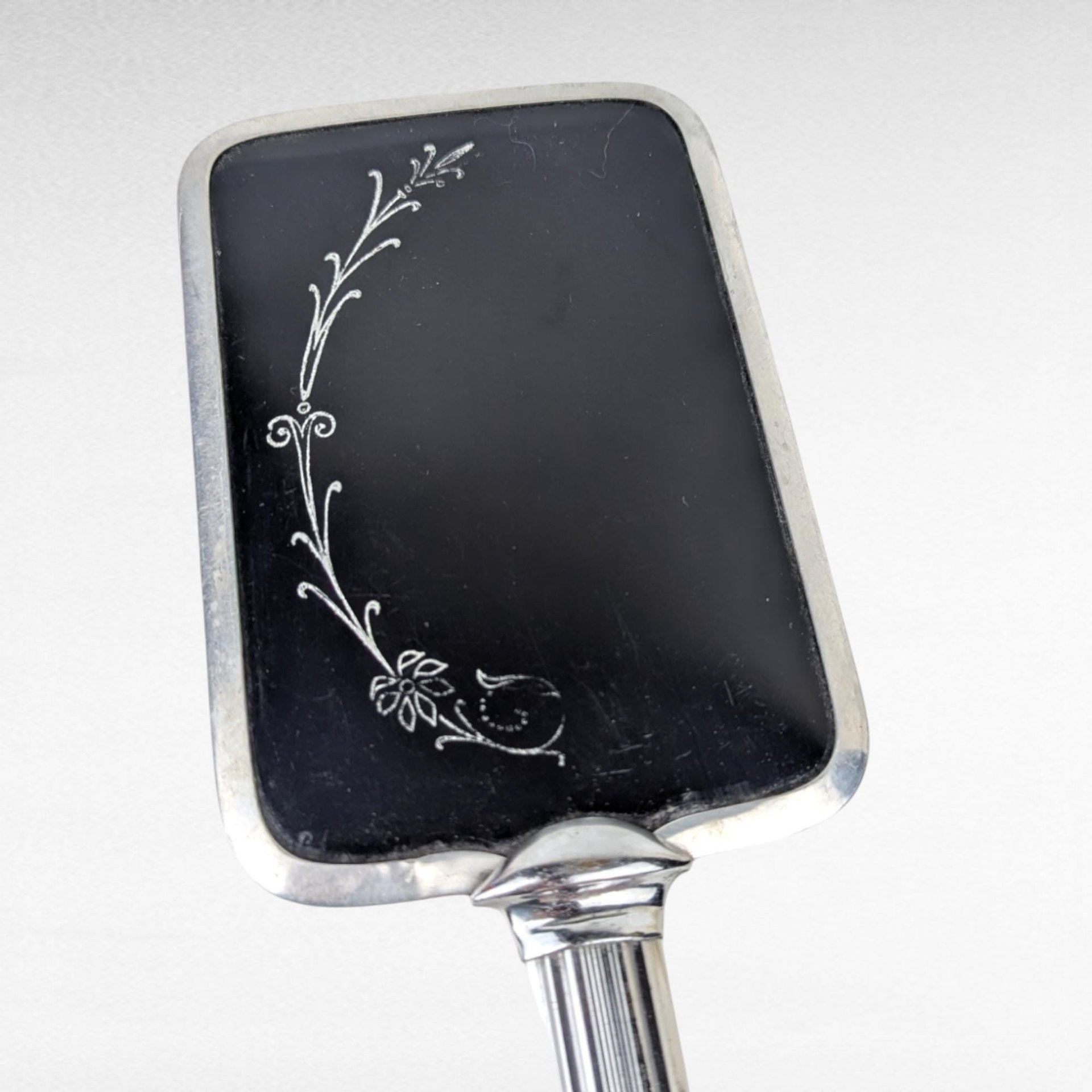 Vintage Black & Silver Hair Brush, Art Deco Style Brush, Vanity Brush, Gift for Her, Boudoir Decor