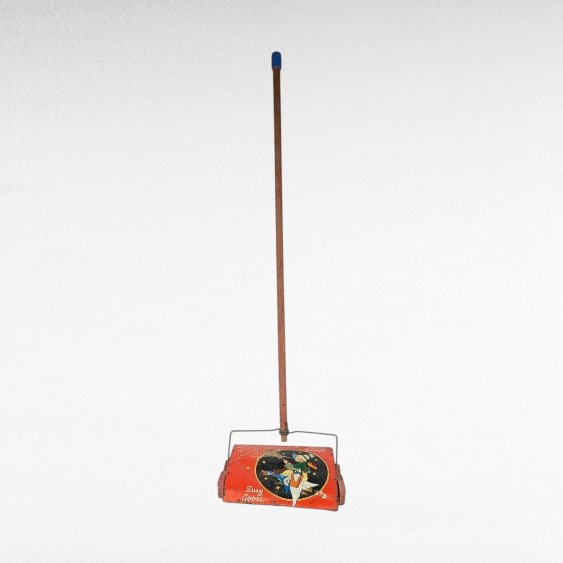 Vintage Susy Goose Tin Carpet Sweeper, 28" Tall, Kitchen Toy, Collectible Toy, Gift for Vintage Collectors