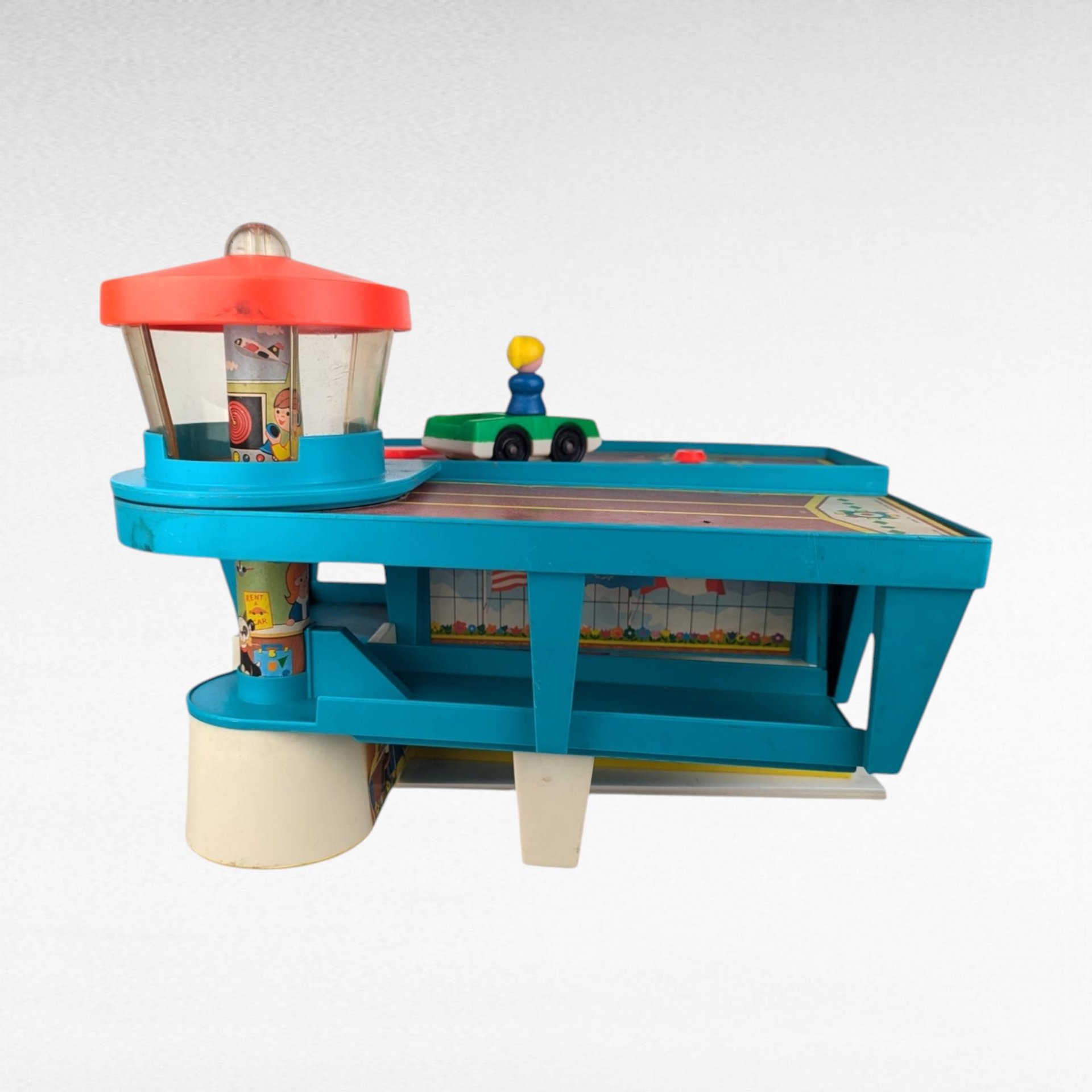 Vintage 1972 Fisher Price Play Family Airport Toy Playset with Car and Figure, Collectible Toy for Kids, Retro Toy Gift