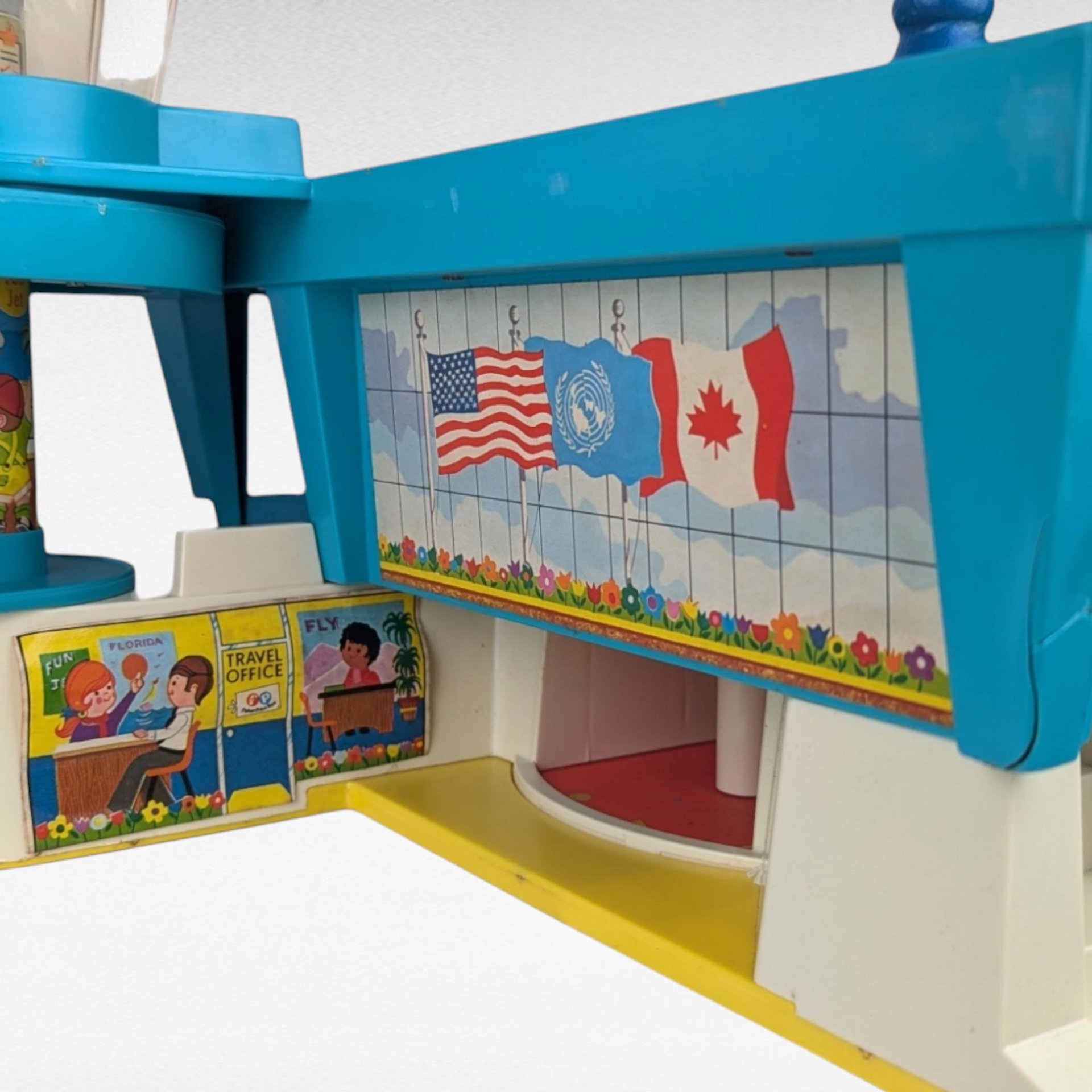 Vintage 1972 Fisher Price Play Family Airport Toy Playset with Car and Figure, Collectible Toy for Kids, Retro Toy Gift