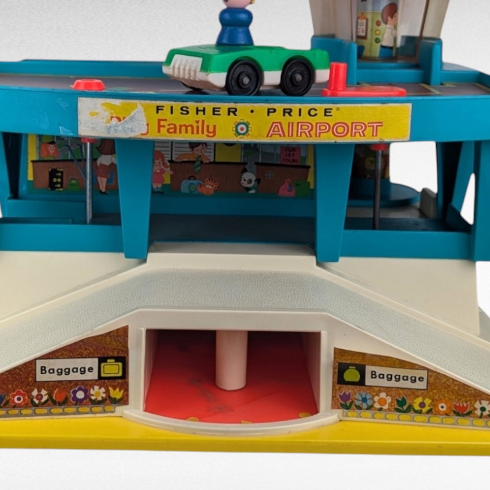 Vintage 1972 Fisher Price Play Family Airport Toy Playset with Car and Figure, Collectible Toy for Kids, Retro Toy Gift