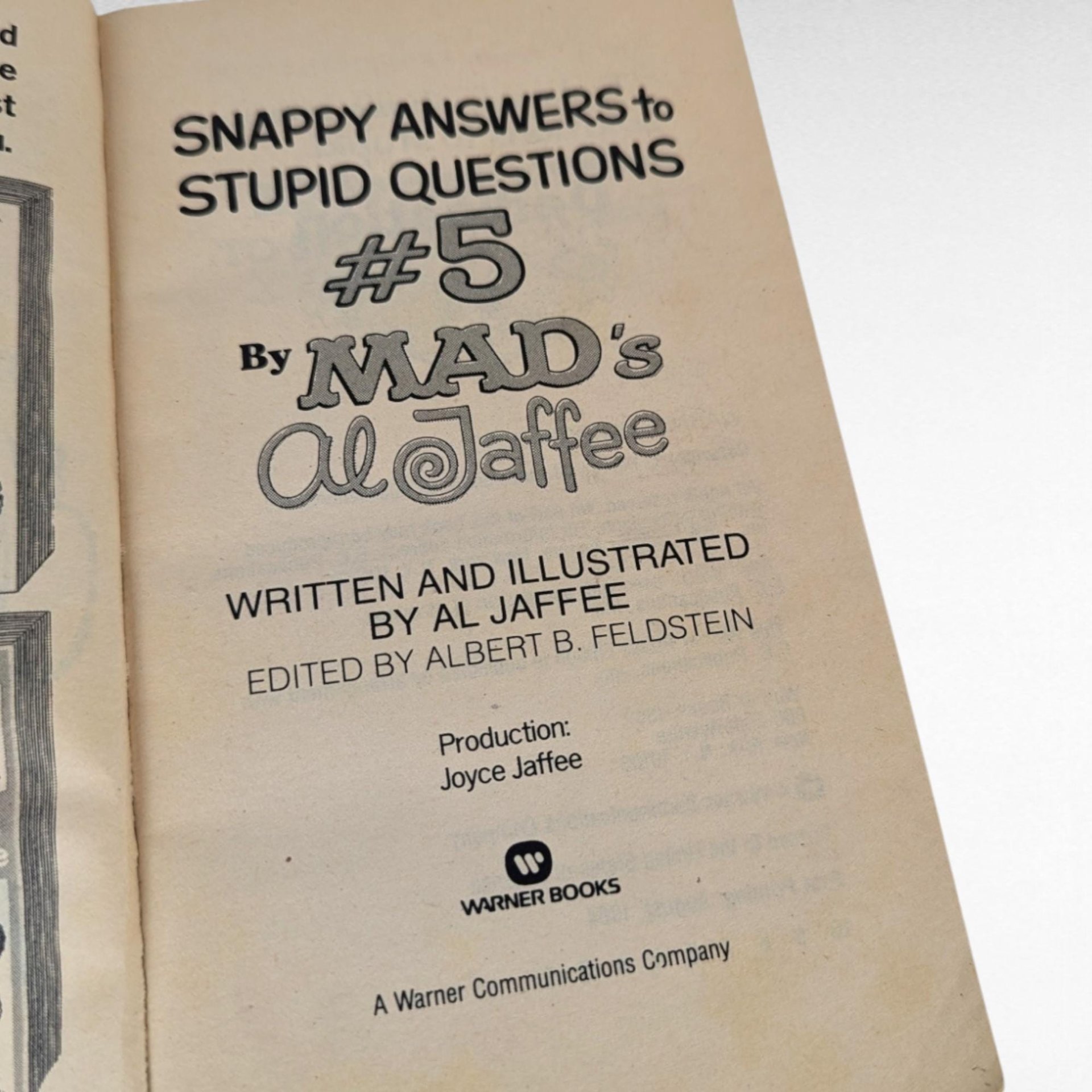 Vintage Mad Magazine, Snappy Answers to Stupid Questions #5, Al Jaffee, Humor Book, Paperback, 1984, Collectible Book, Gag Gift