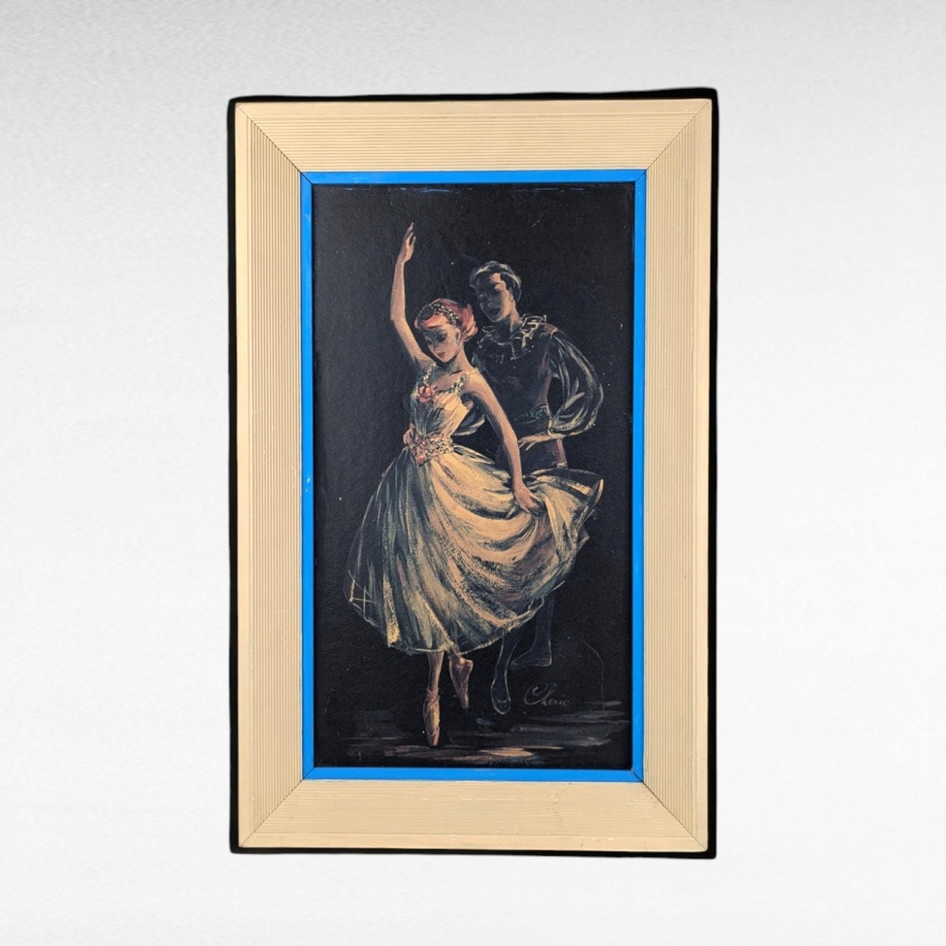 Vintage Framed 1950s Ballet Dancers Print by Cherie - Mid-Century Wall Art - Dance Decor - Ballerina Gift