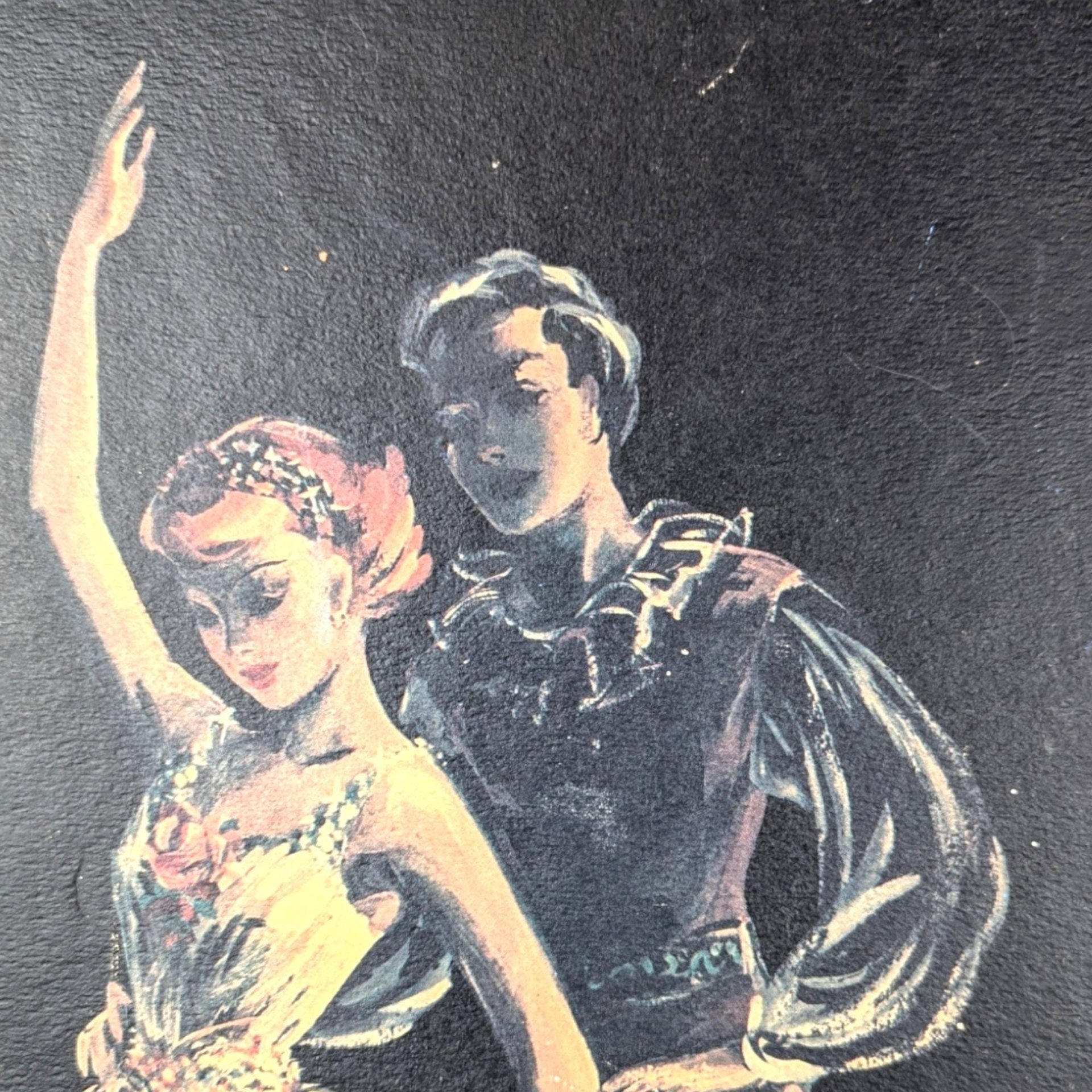 Vintage Framed 1950s Ballet Dancers Print by Cherie - Mid-Century Wall Art - Dance Decor - Ballerina Gift