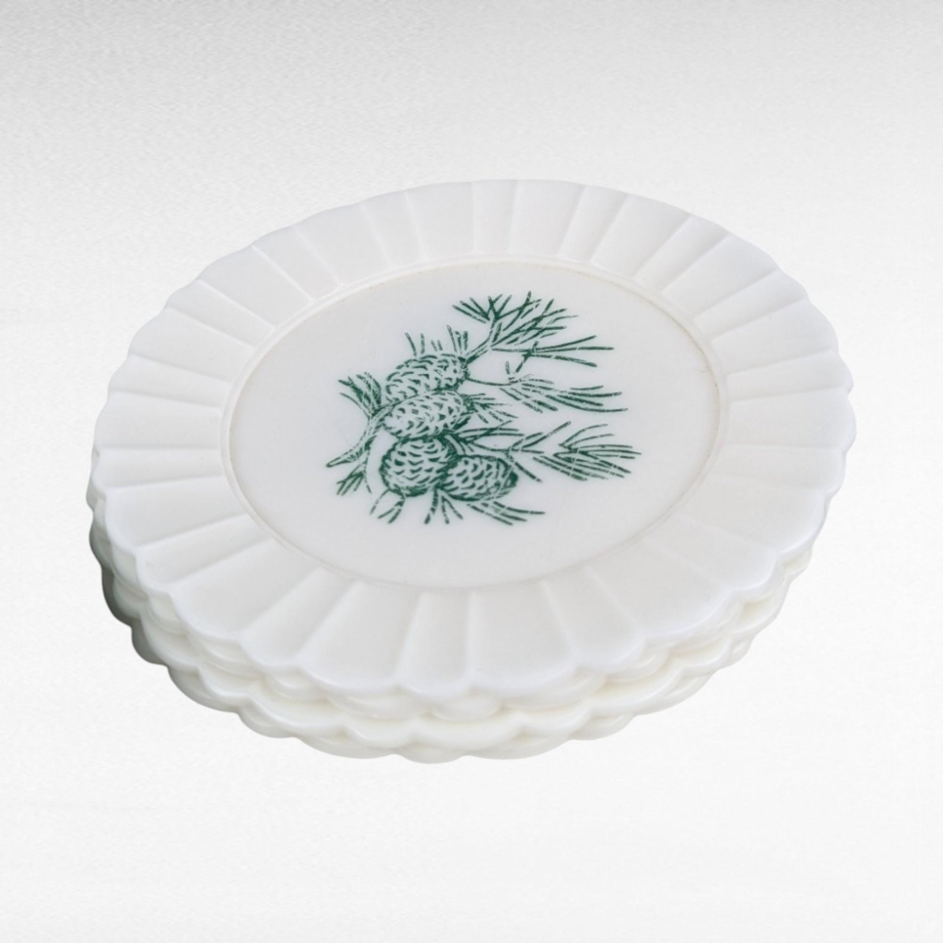 Vintage Polyethylene Child's Tea Set, Green and White, 1950s Play Dishes, Unbreakable, Retro Toy