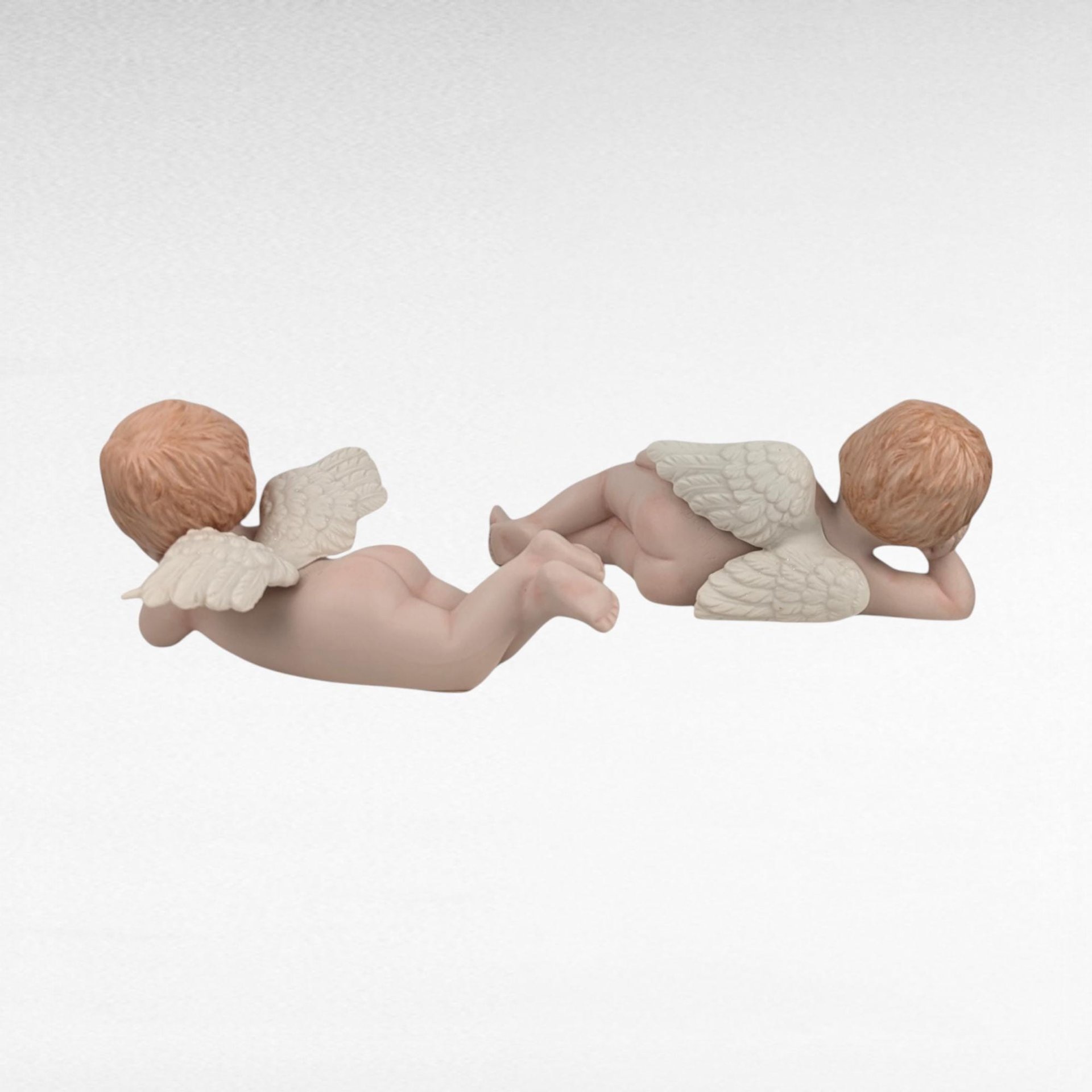 Pair of Vintage Ceramic Cherubs, Laying Down Angel Figurines, Romantic Home Decor