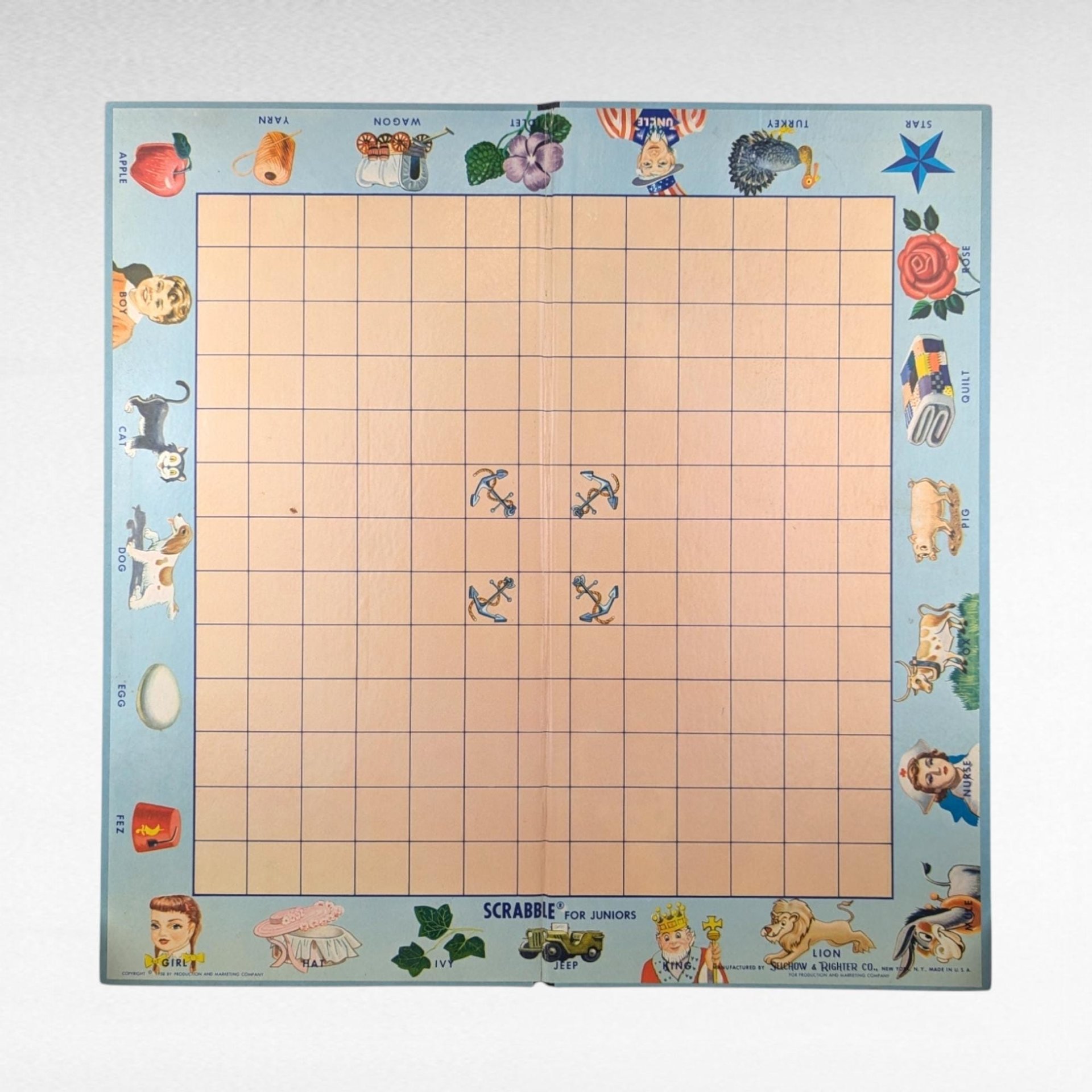 Vintage 1958 Scrabble for Juniors Game, Selchow & Righter, Complete, Children's Crossword Game