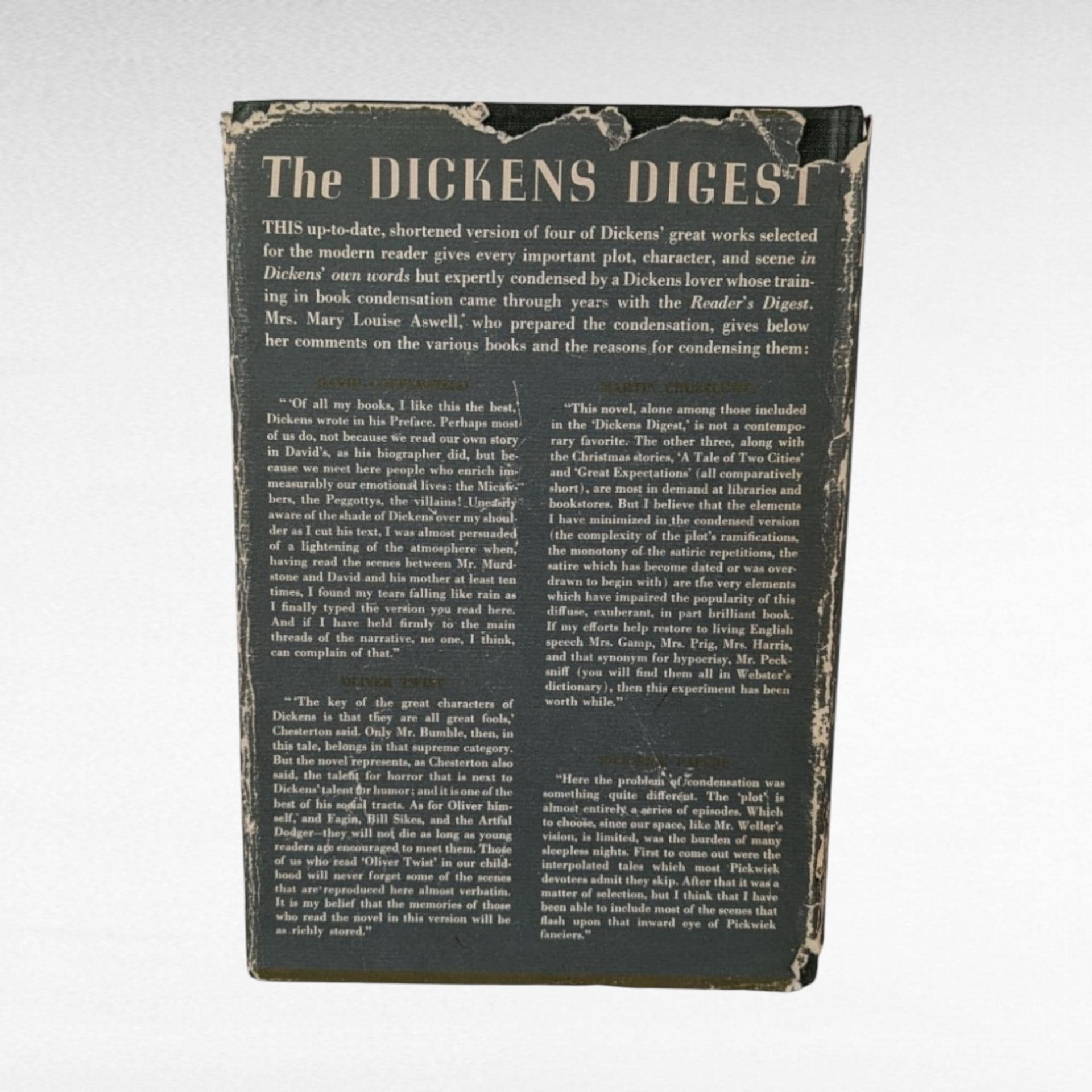 1943 The Dickens Digest, Vintage Hardcover Book, Charles Dickens Abridged Classics, Illustrated by Ronald McKay, Gift for Literature Lovers