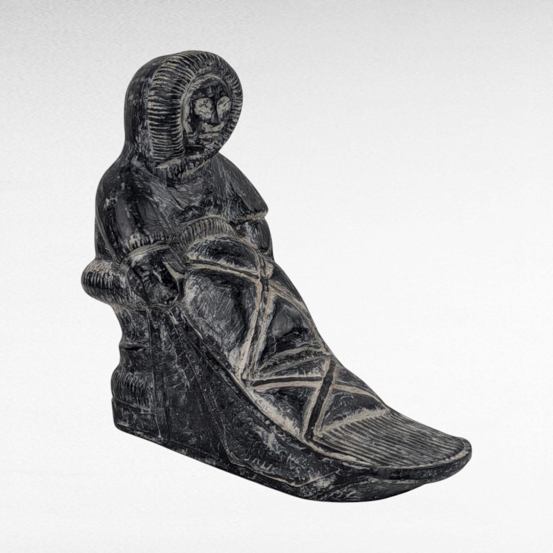 Vintage A. Wolf Original Eskimo Stone and Marble Sculpture | Inuit Art | Hand-Carved | Arctic Decor | Collectible Figurine