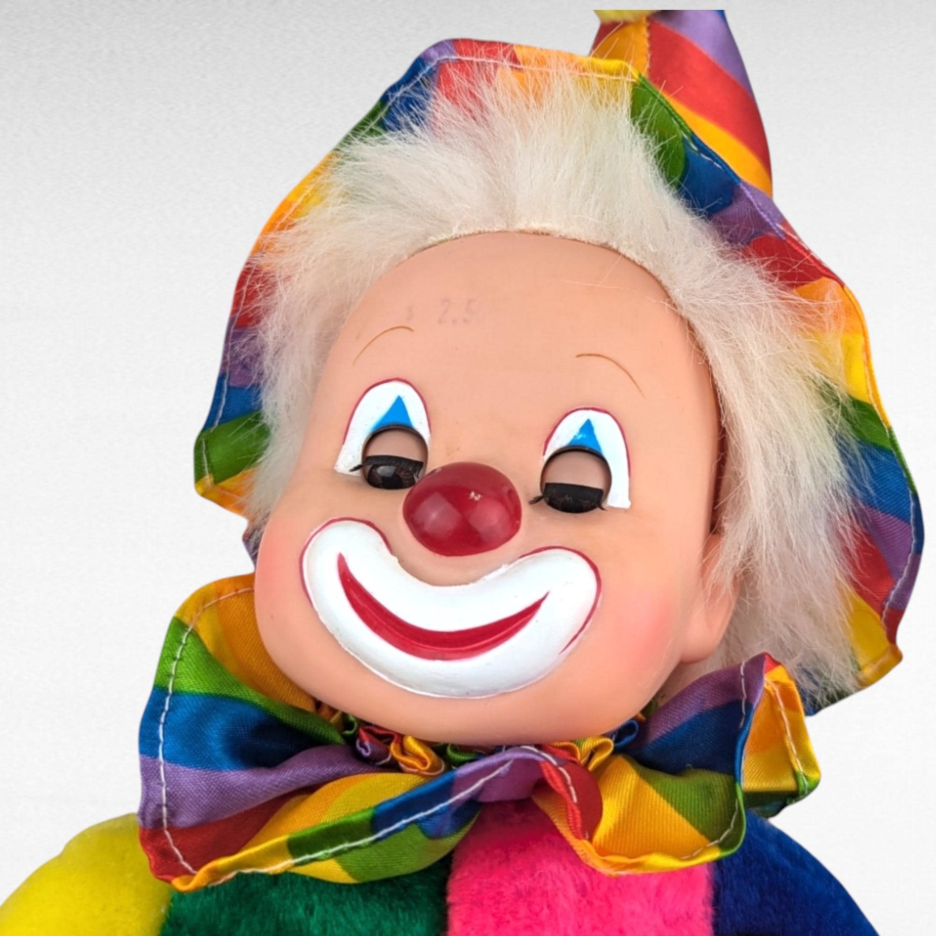 Vintage Rainbow Clown Doll | Sitting Clown | Sleepy Eyes Doll | Collectible Doll | Whimsical Decor