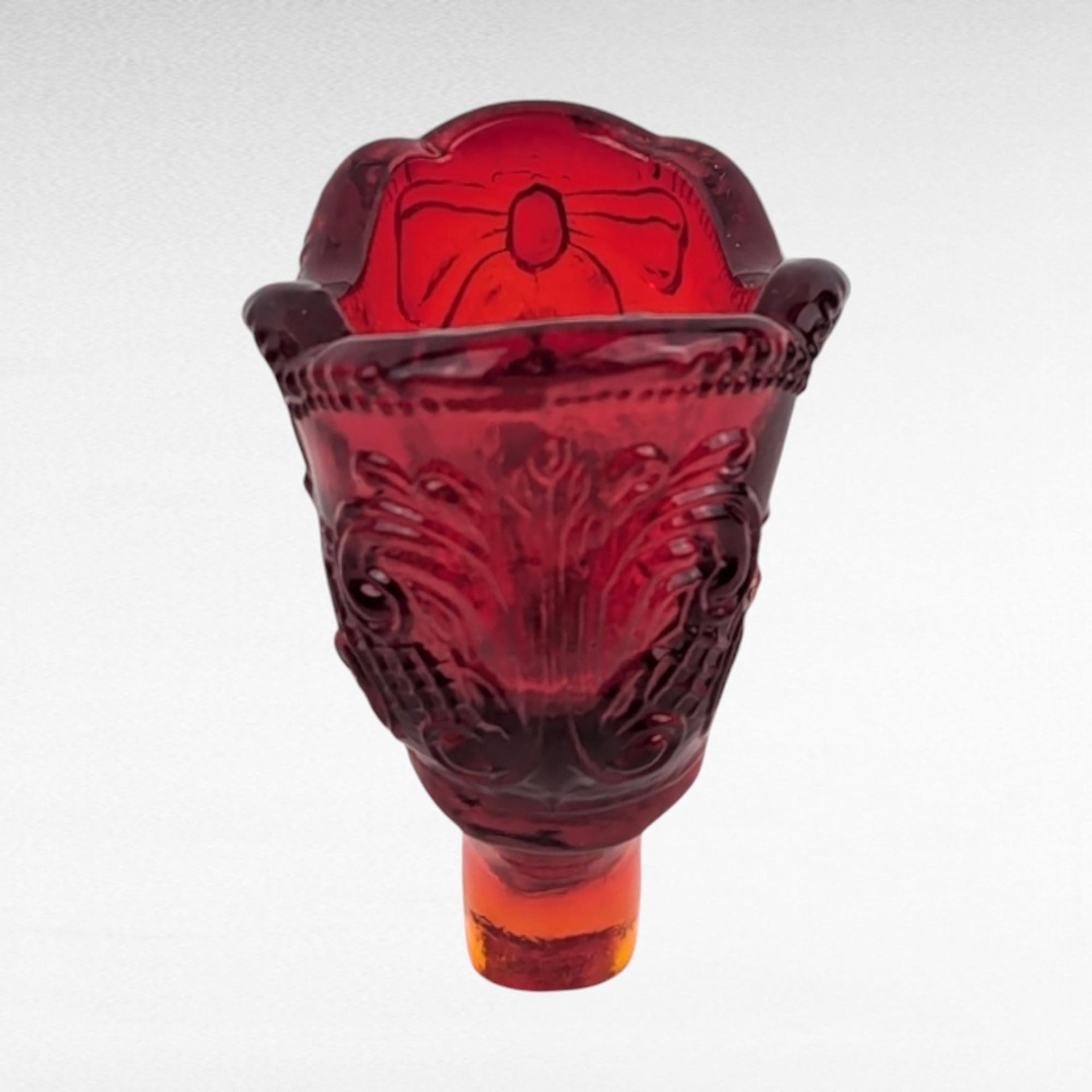 Vintage Amberina Glass Shoe Figurine - Red Glass Shoe - Floral Decor - Trinket Dish - Collectible Glassware - Victorian Style Decor