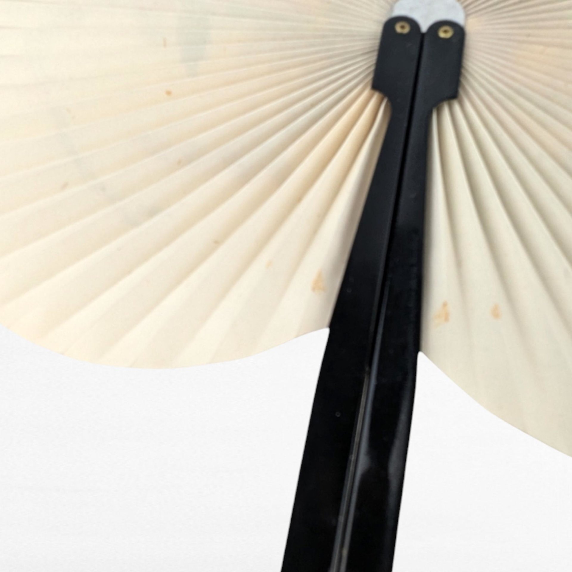 Vintage Pair of Cherry Blossom Folding Fans | Metal and Paper Hand Fans | Asian-Inspired Decor | Decorative Folding Fans