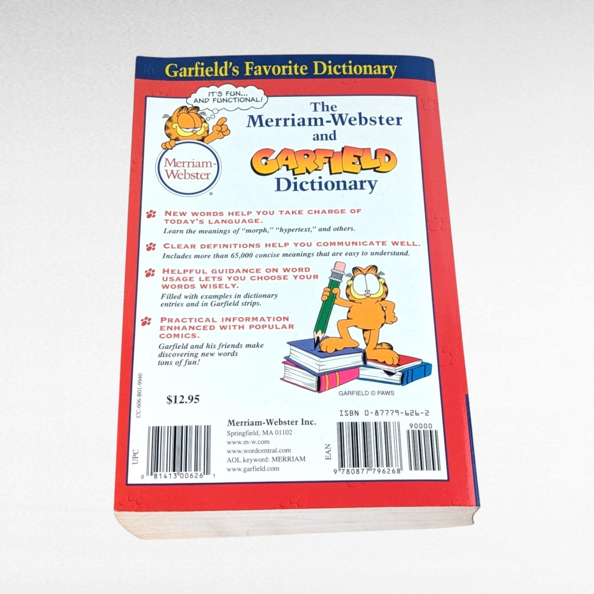 1999 Merriam-Webster Garfield Dictionary, Softcover, Children's Dictionary, Educational Book, Fun with Language, Gift for Students