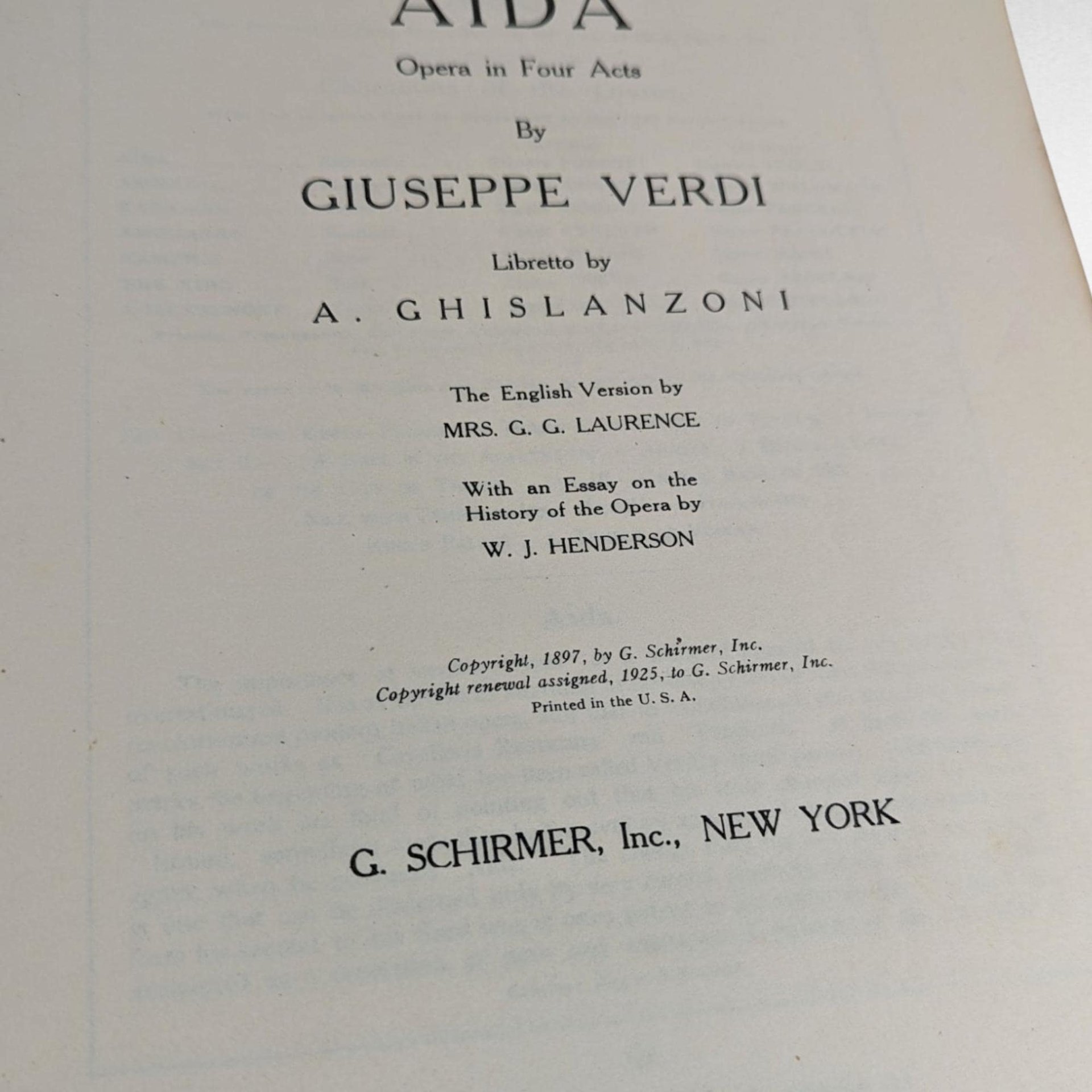 Vintage Giuseppe Verdi Aida Opera Music Book, G. Schirmer, Vocal Score, Italian & English, Gift for Opera Lover, Music Collector