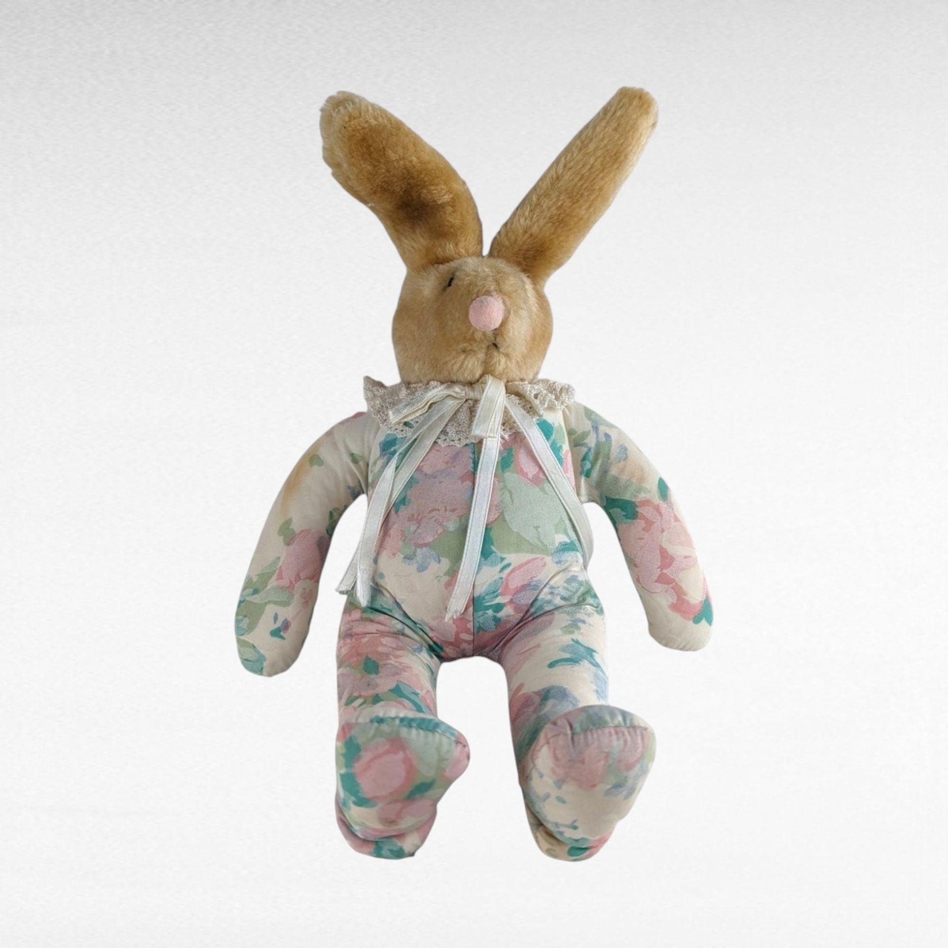 Vintage Plush Bunny Rabbit Lot, Collectible Bunnies, Floral Dresses, Posable Bunny, Commonwealth Bunny, Gift for Easter, Nursery Decor