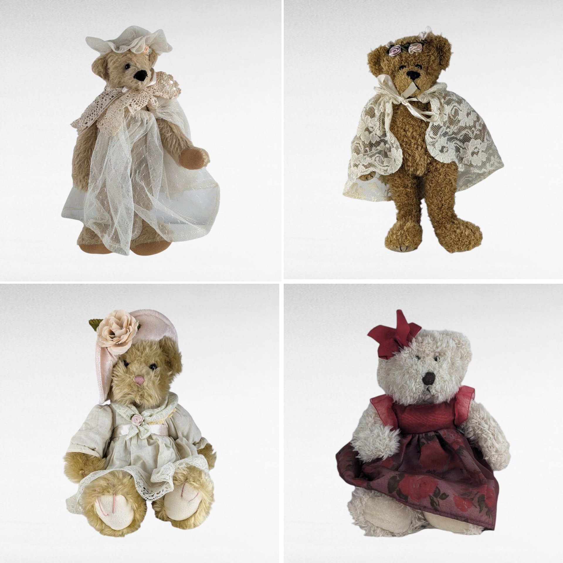 Vintage Girl Teddy Bear Lot - 1993 Ty Eve, Russ Claudette, Hen & Holly, Russ Berrie Bronwyn - Collectible Bears, Vintage Plush, Gift Ideas