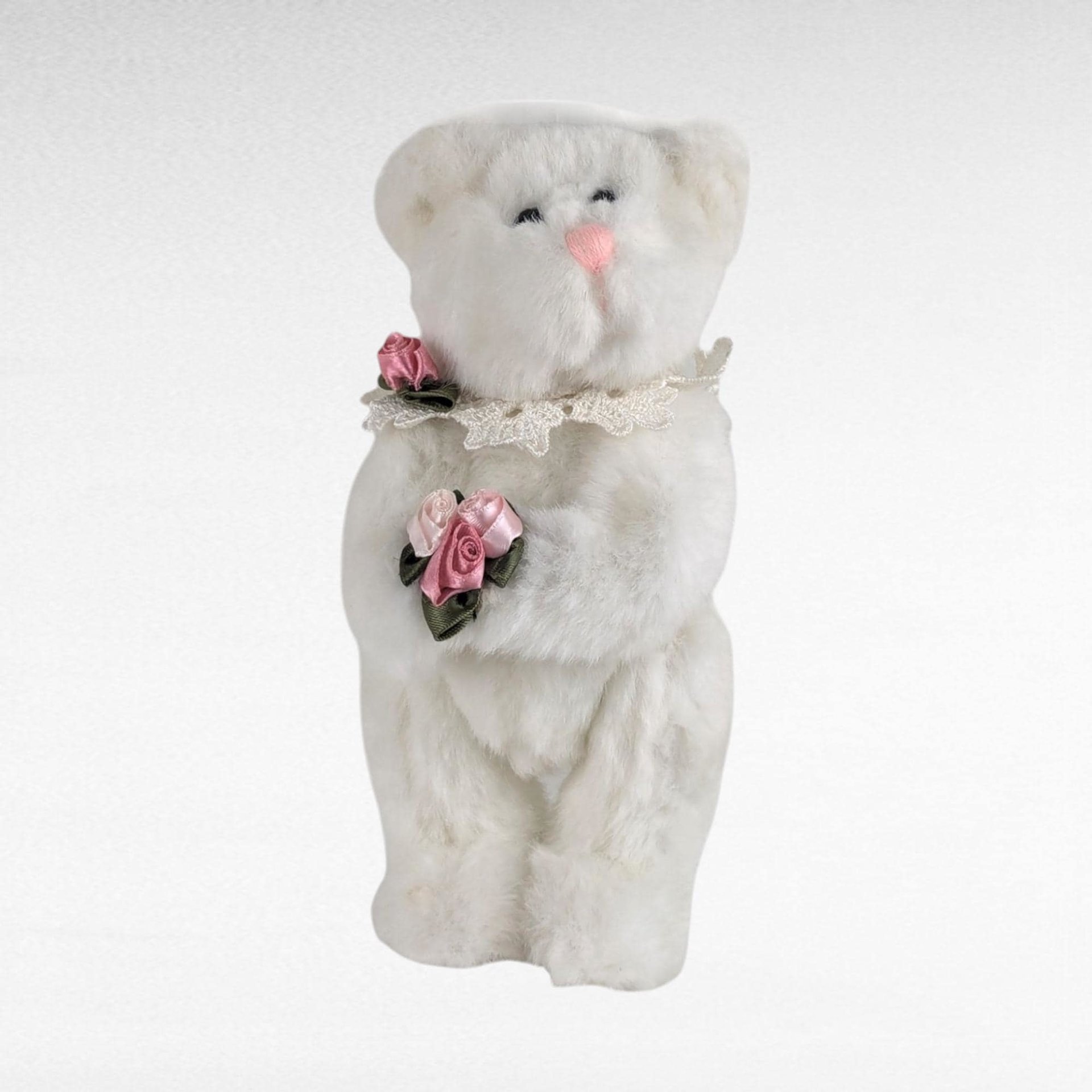 Vintage White Teddy Bears, Joan Chesney Jointed Bear, Berkeley Designs Floral Bear, Collectible Plush Toys, Gift for Collector