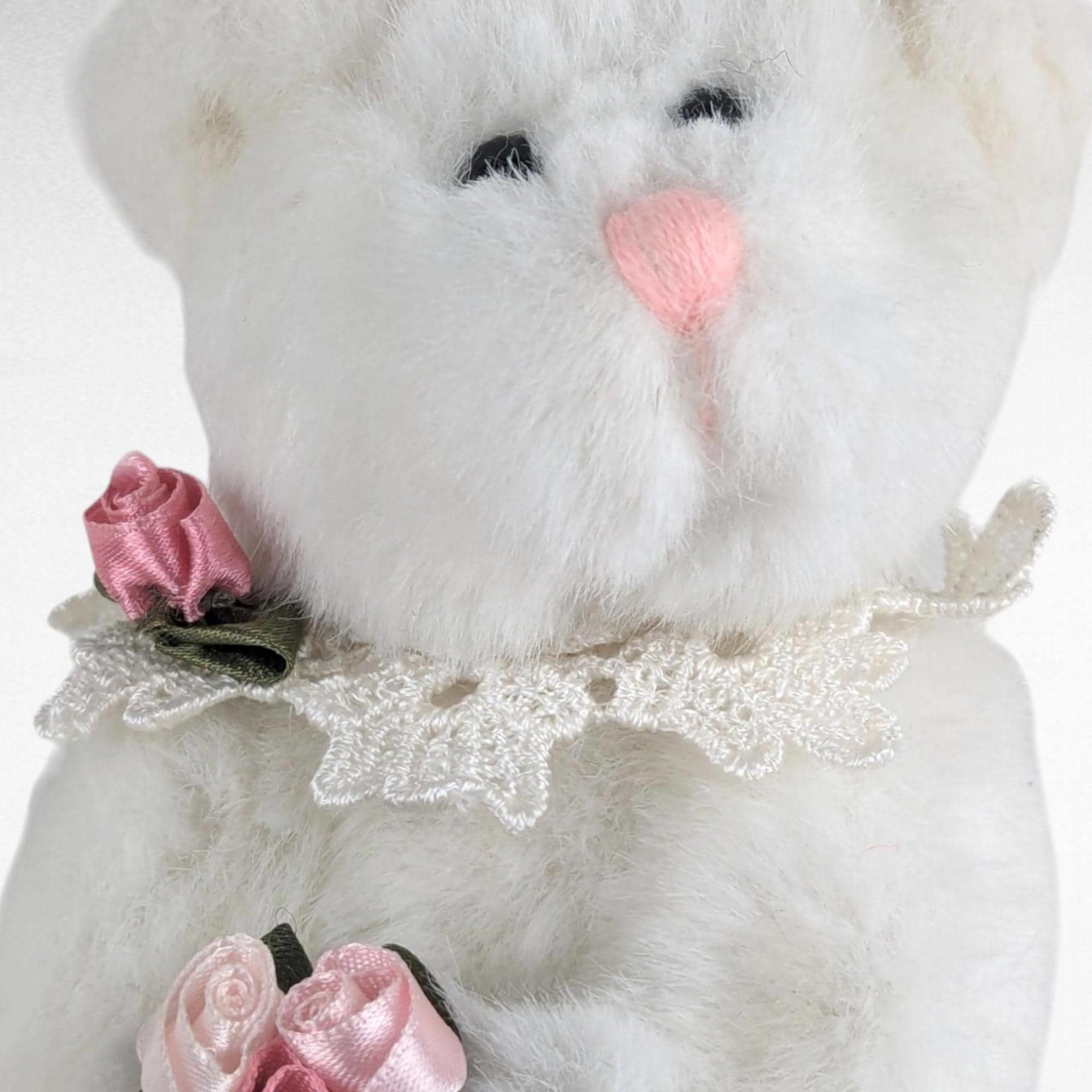 Vintage White Teddy Bears, Joan Chesney Jointed Bear, Berkeley Designs Floral Bear, Collectible Plush Toys, Gift for Collector