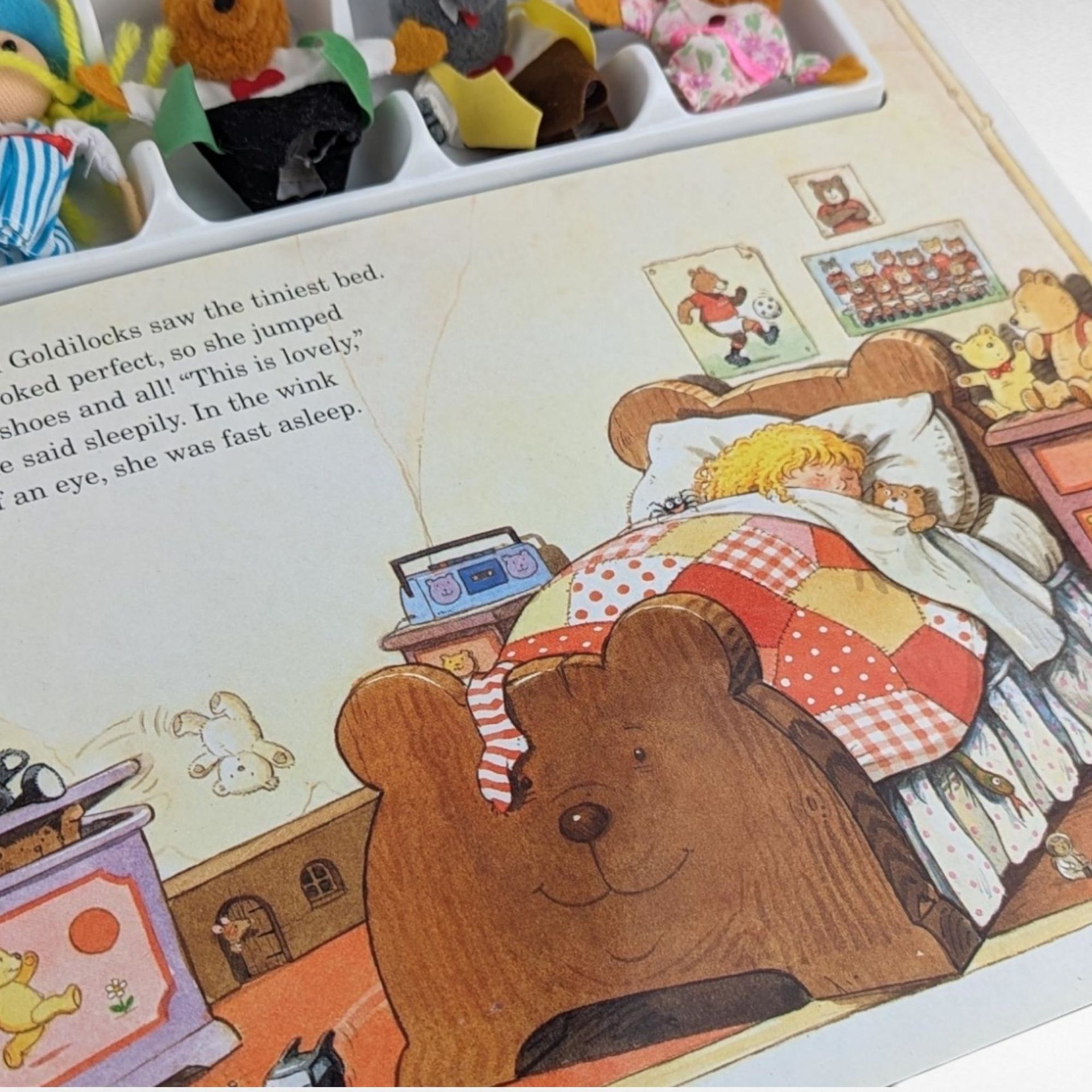 Vintage Finger Puppet Theater Books, Little Red Riding Hood, Goldilocks and the Three Bears, Children's Books, Storytelling Props