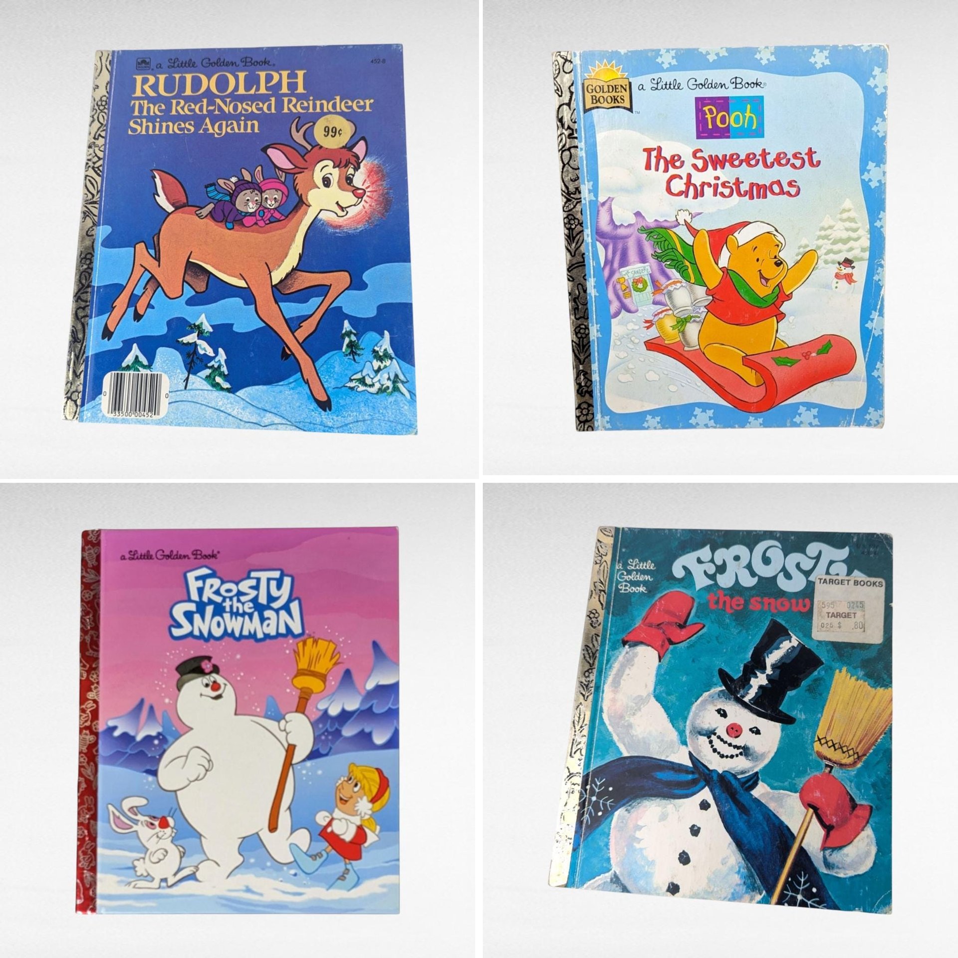 Vintage Christmas Children's Book Lot, Frosty the Snowman, Rudolph, Winnie the Pooh Sweetest Christmas, Holiday Books, Gift for Kids