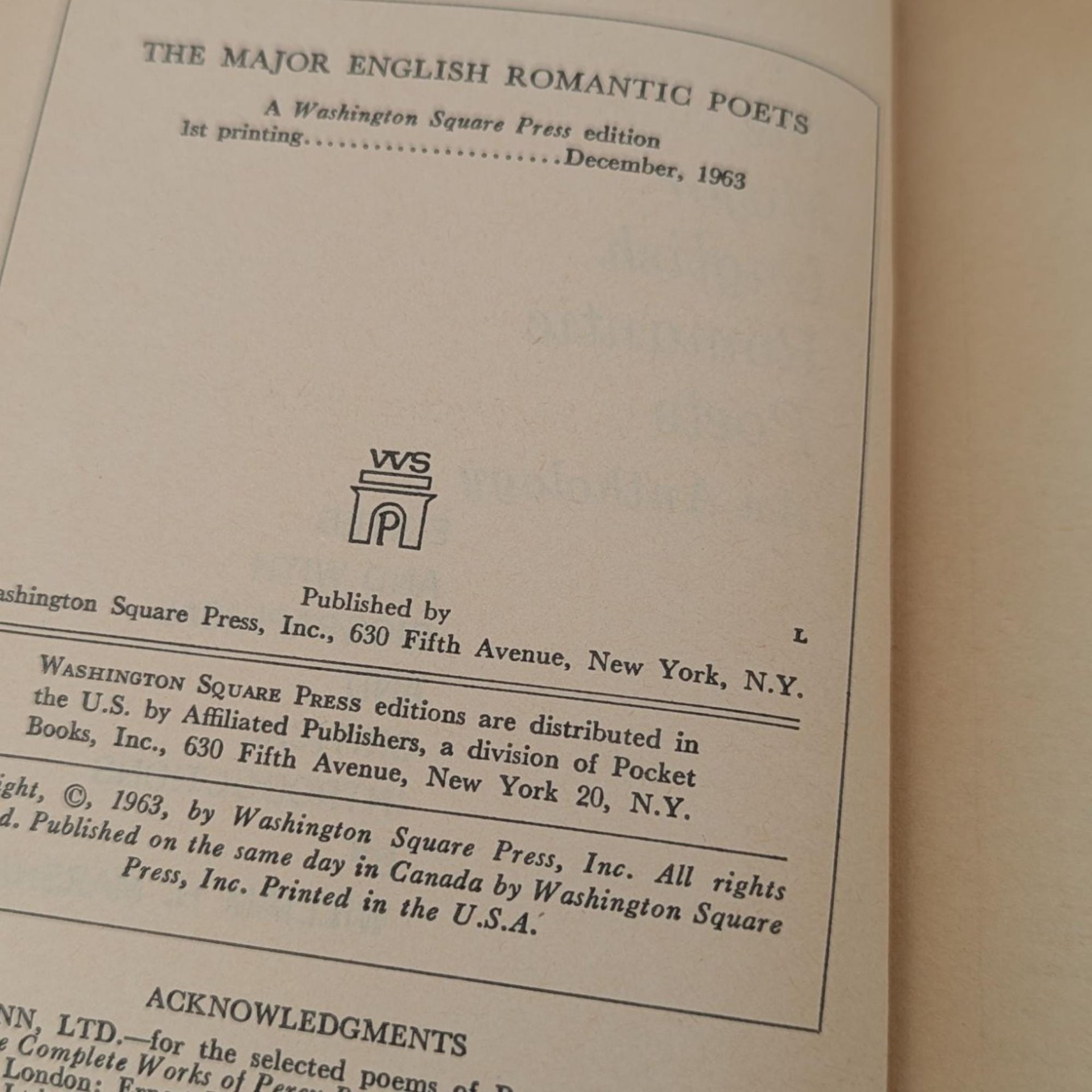 1963 Major English Romantic Poets Anthology, Coleridge, Wordsworth, Byron, Shelley, Keats, Vintage Poetry Book, Literary Gift