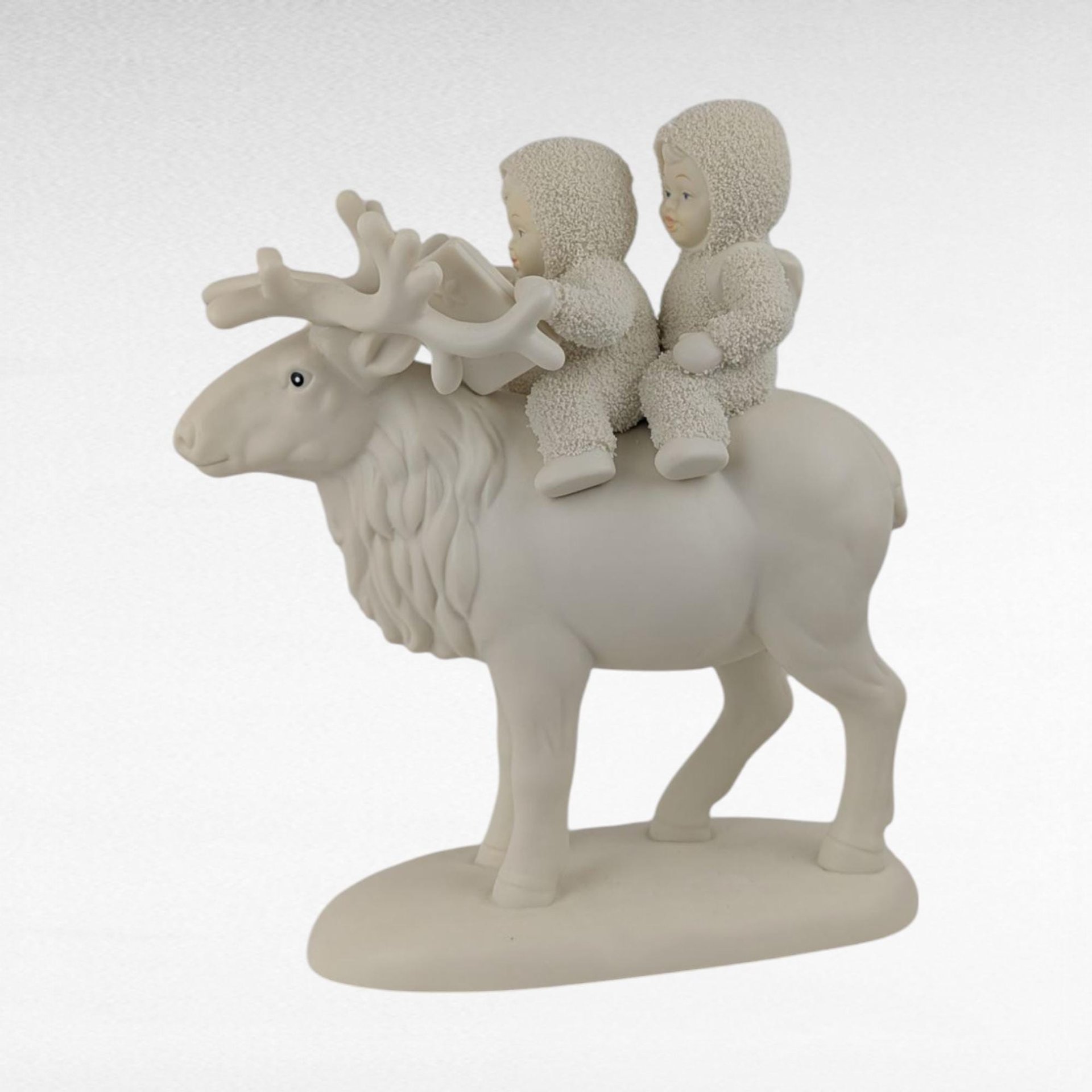 Vintage Dept 56 Snowbabies "A Journey for Two by Caribou!" Figurine, 8 Inch, Collectible Snowbabies, Gift for Collector, Christmas Decor