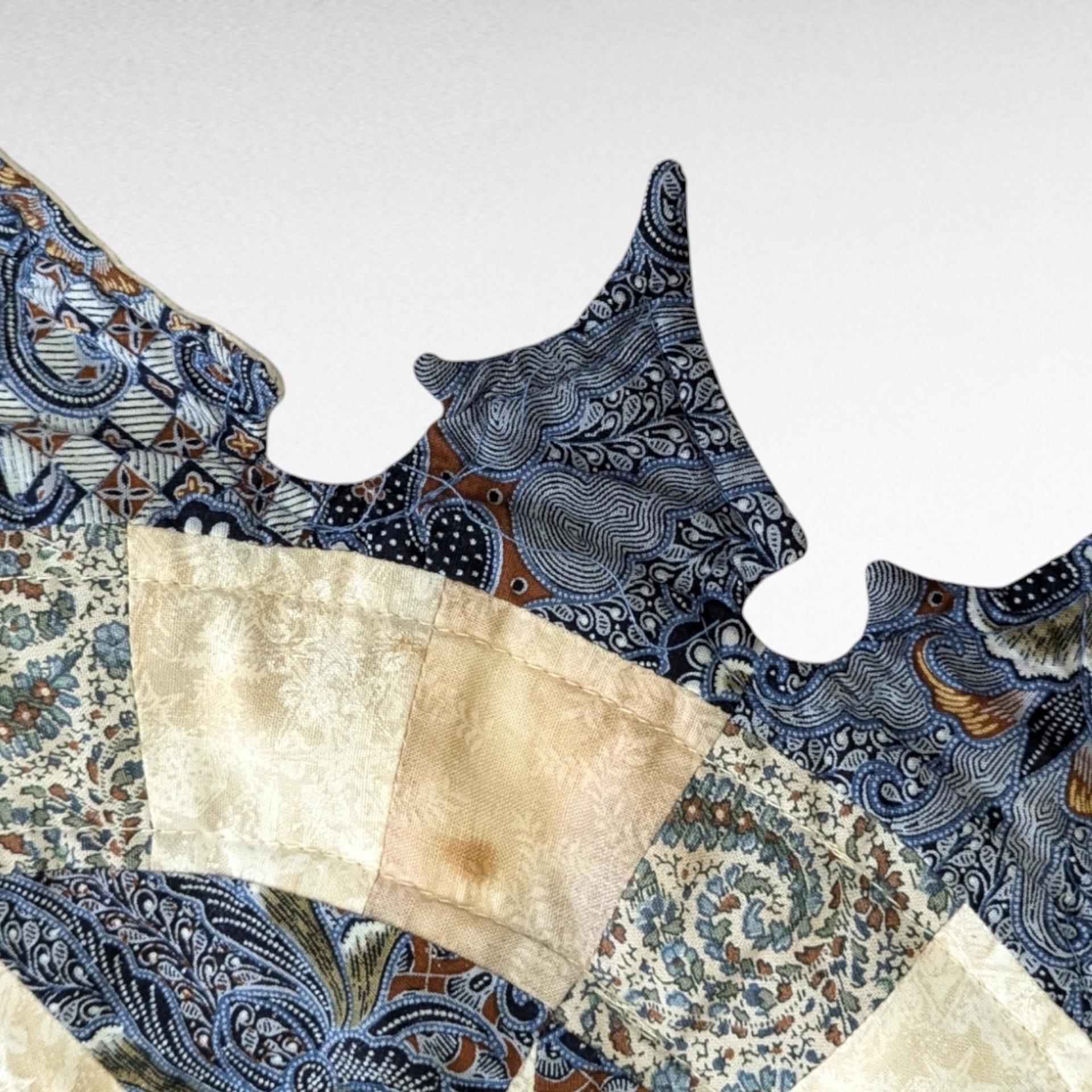 Vintage Quilted Table Topper, 18 Inch Round Centerpiece, Unique Home Decor, Gift for Her, Housewarming Present