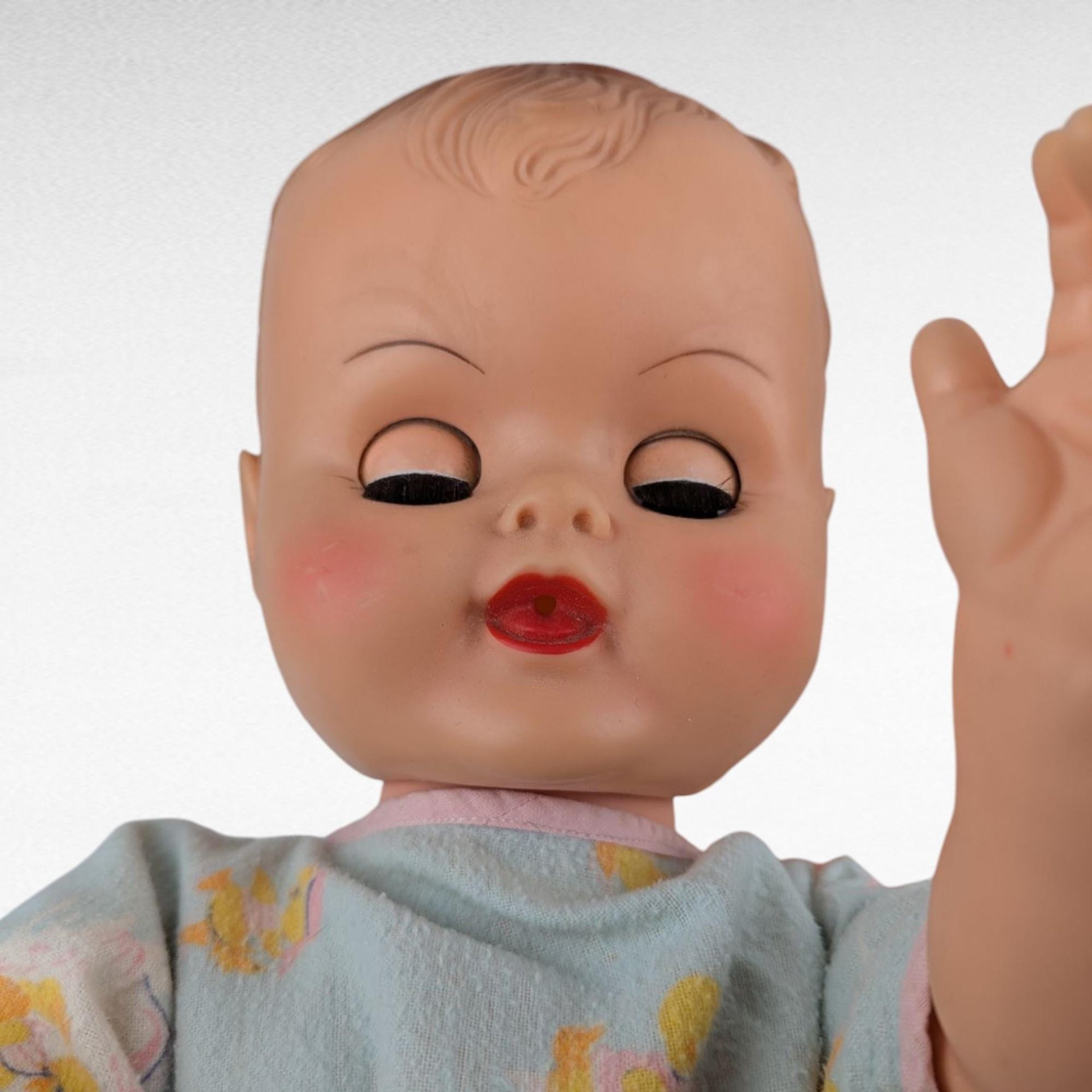 Vintage 20" Plastic Baby Doll with Moving Limbs and Sleeping Eyes, Nightgown, Collectible Baby Doll, Gift for Doll Lovers