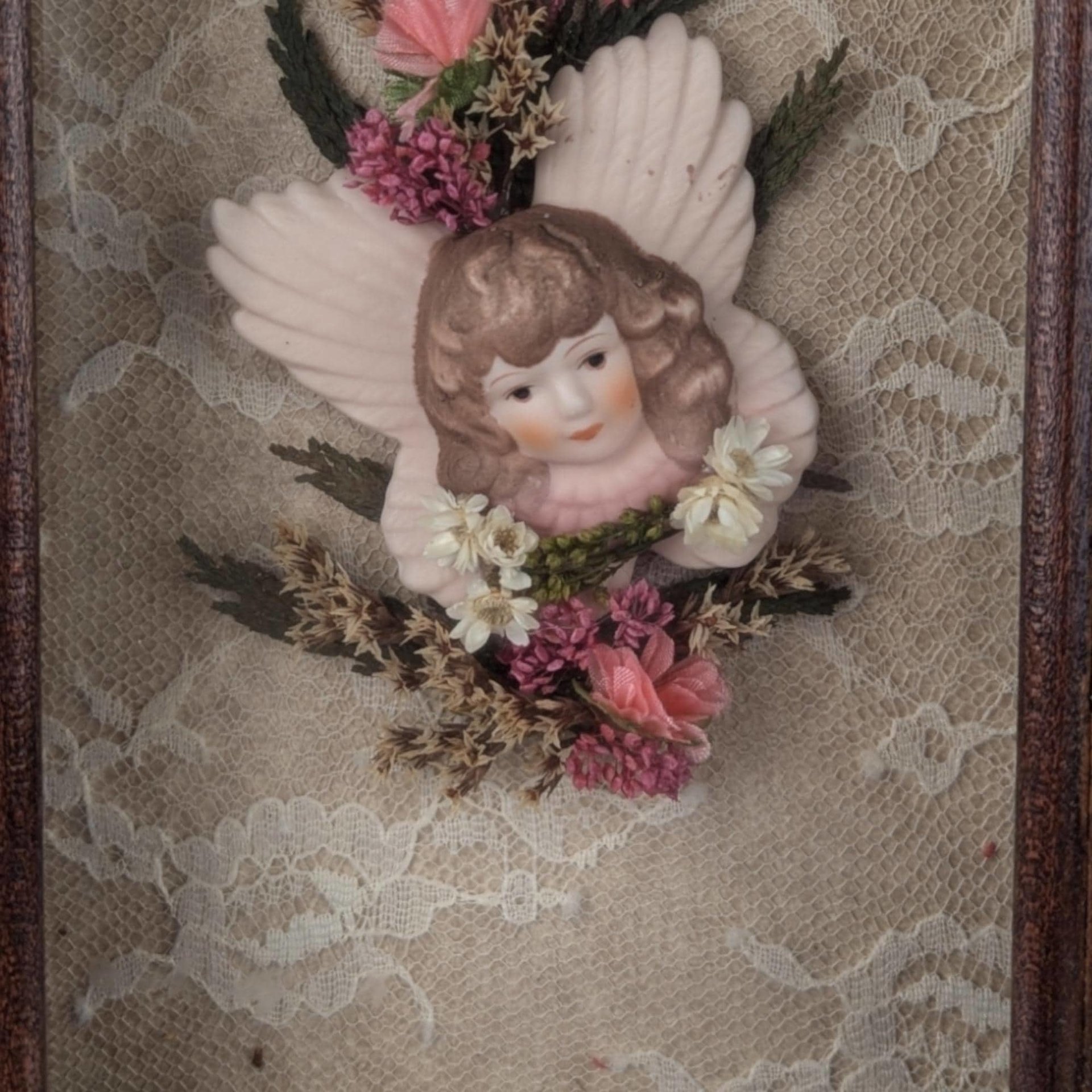 Vintage Angel Shadowbox Wall Hanging, Floral Decor, Spiritual Art, Gift for Her, Religious Gift, Home Decor, Shabby Chic