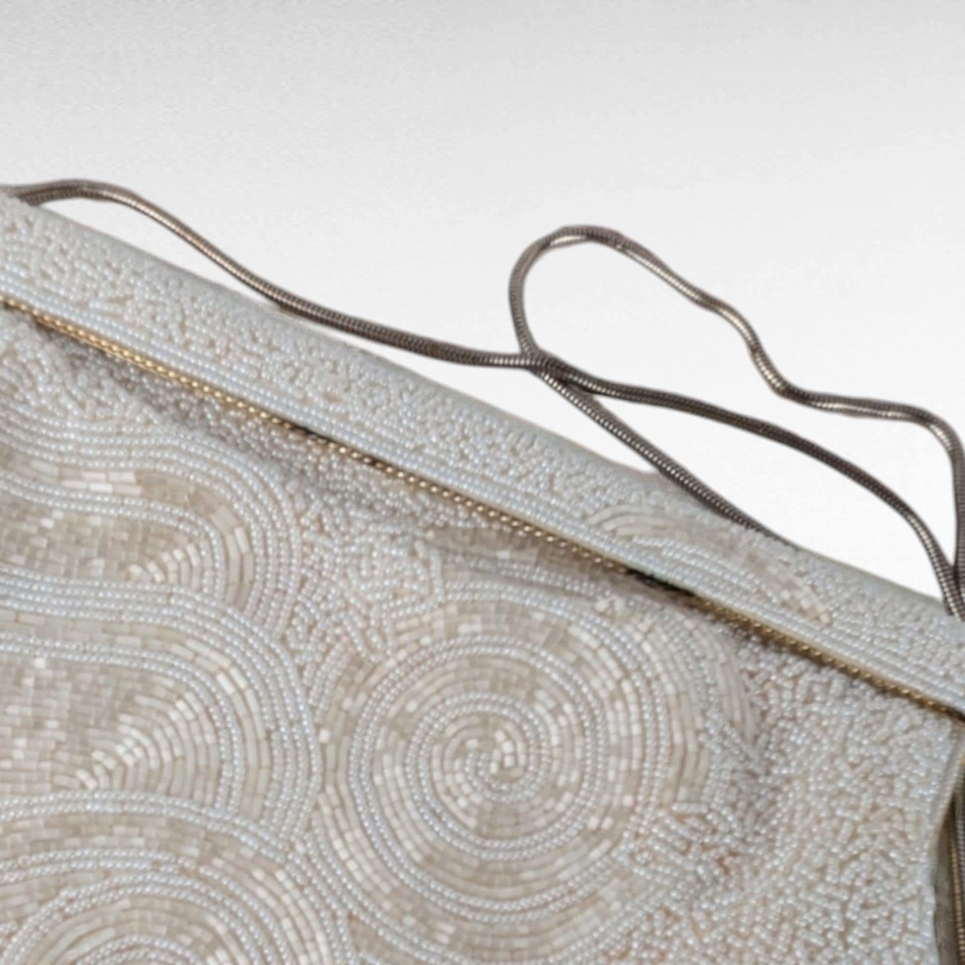 Vintage Hand Beaded Evening Bag, Creamy White, Formal Occasion Clutch, Wedding Guest Bag, Gift for Her