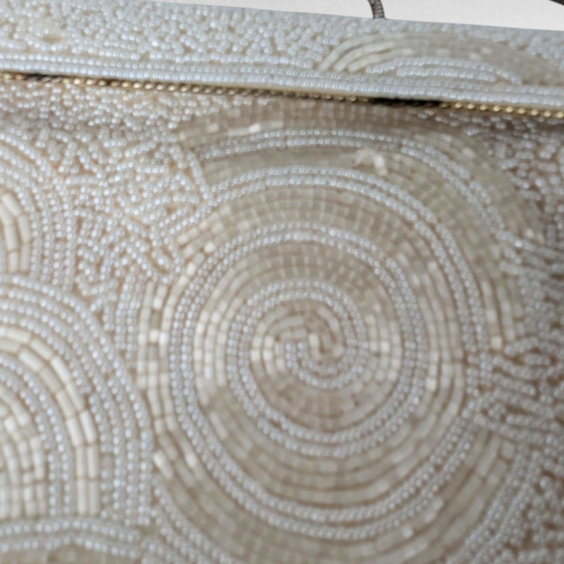 Vintage Hand Beaded Evening Bag, Creamy White, Formal Occasion Clutch, Wedding Guest Bag, Gift for Her