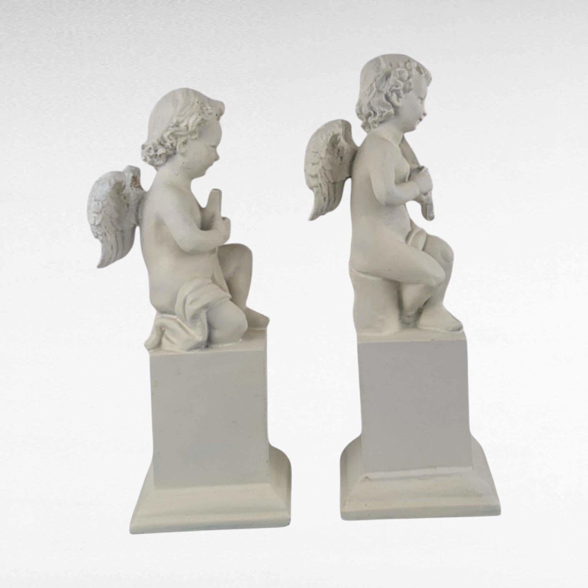 Vintage White Cherub Figurines, Musical Cherub Statues, Resin Cherub Decor, Angel Decor, Home Decor, Gift for Angel Lovers