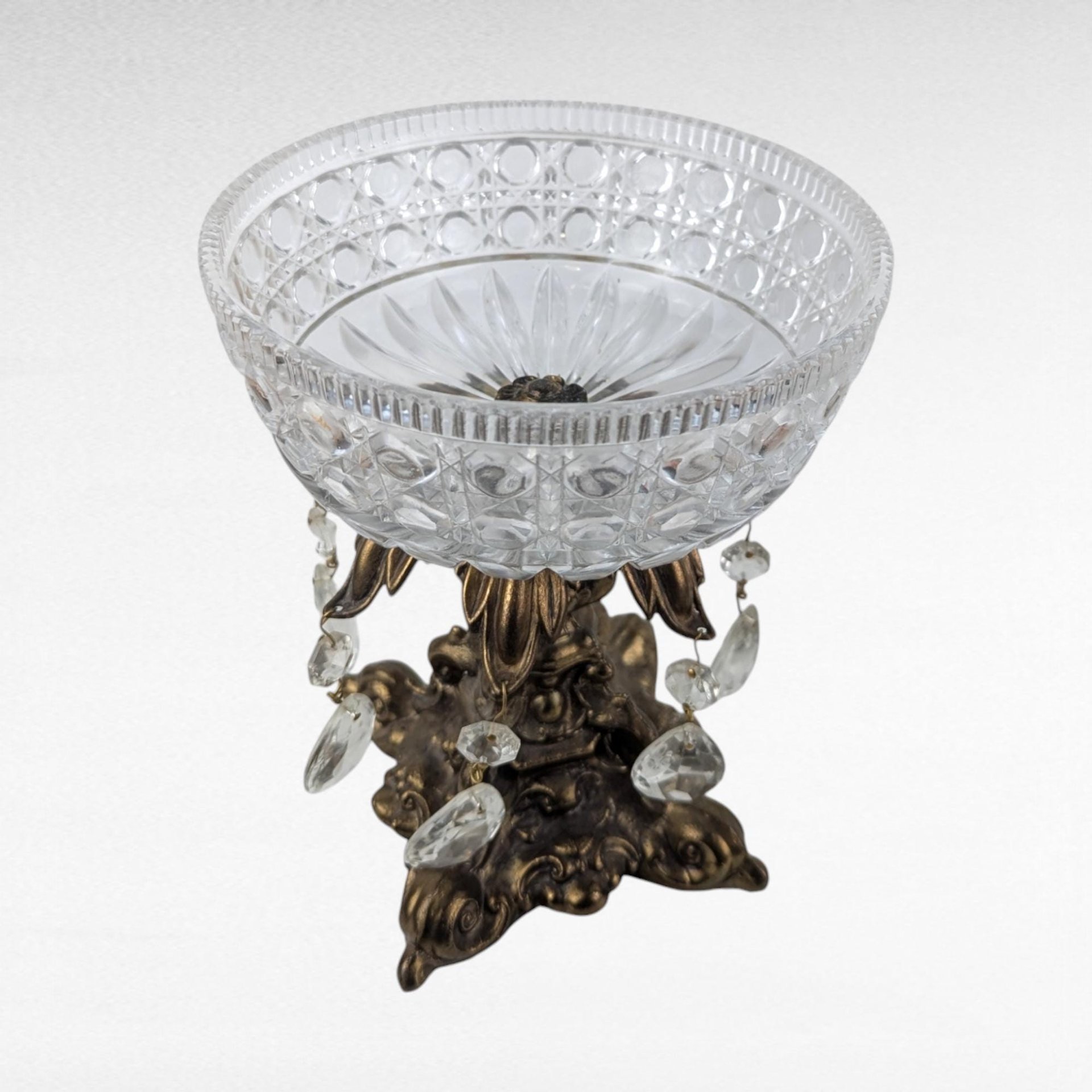Vintage Crystal and Marble Candy Dish, Covered Candy Bowl, Italian Marble Base, Crystal Candy Jar, Elegant Home Decor, Gift for Hostess
