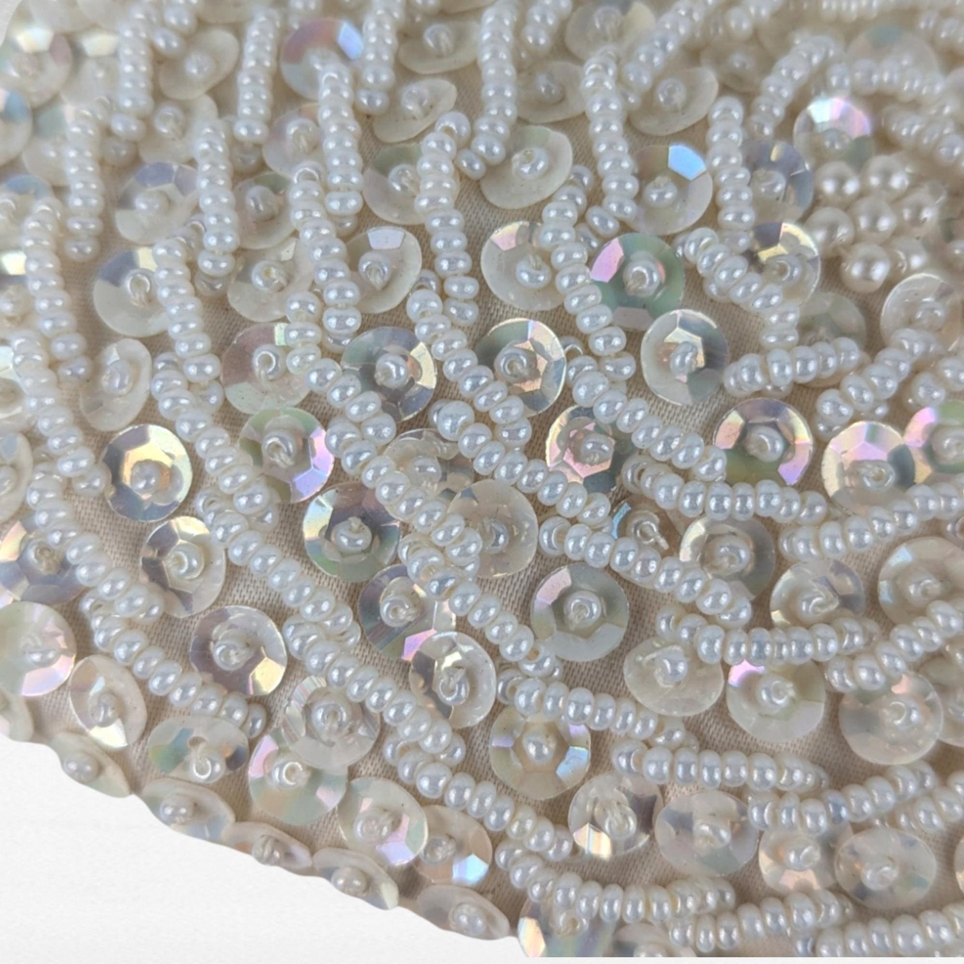 Vintage Princess Gardner Beaded Sequin Coin Purse, Ivory Evening Bag, Bridal Purse, Gift for Her, Original Box