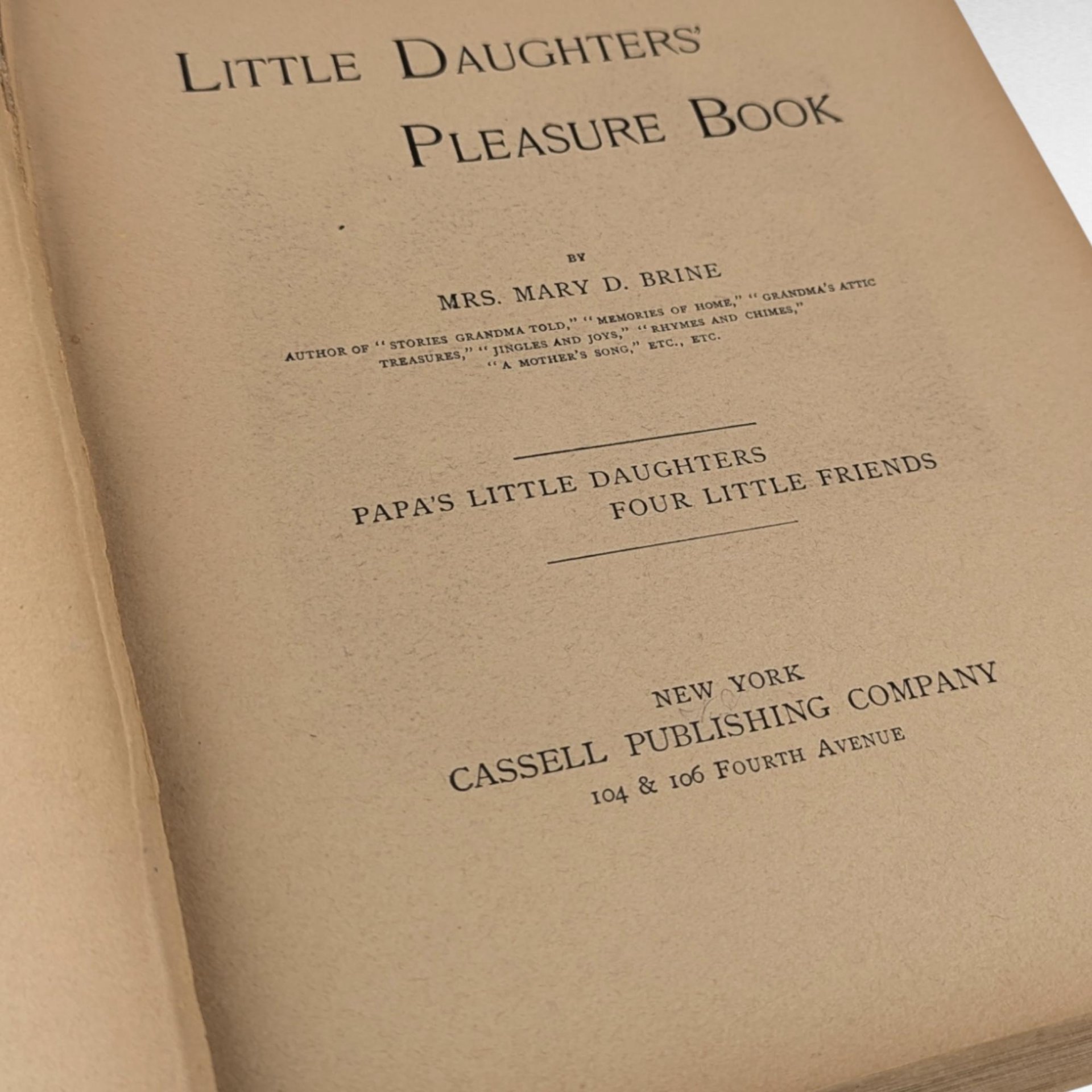 1891 Little Daughters Pleasure Book, Antique Children's Literature, Mary D. Brine, Illustrated Stories, Gift for Collector