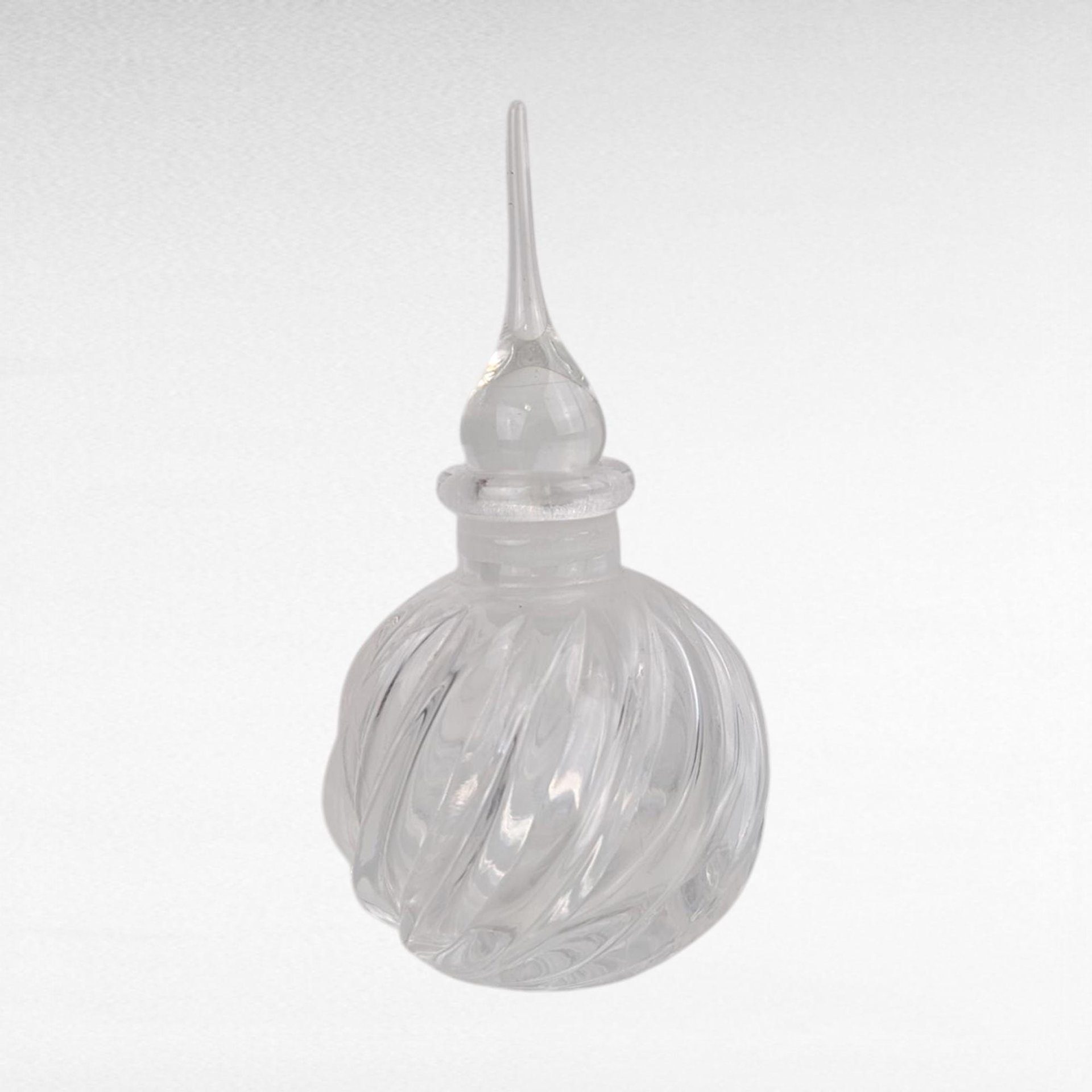 Vintage Clear Glass Perfume Bottle, Swirled Design, Decorative Bottle, Gift for Her, Vanity Decor, Collectible Perfume Bottle