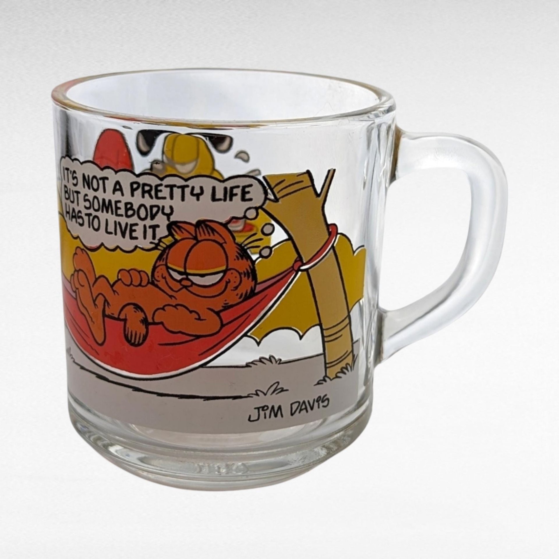 Vintage Garfield Glass Mugs, 1978 "It's Not a Pretty Life" & "Rises to the Occasion", Collectible Cartoon Glasses, Gift for Garfield Fans