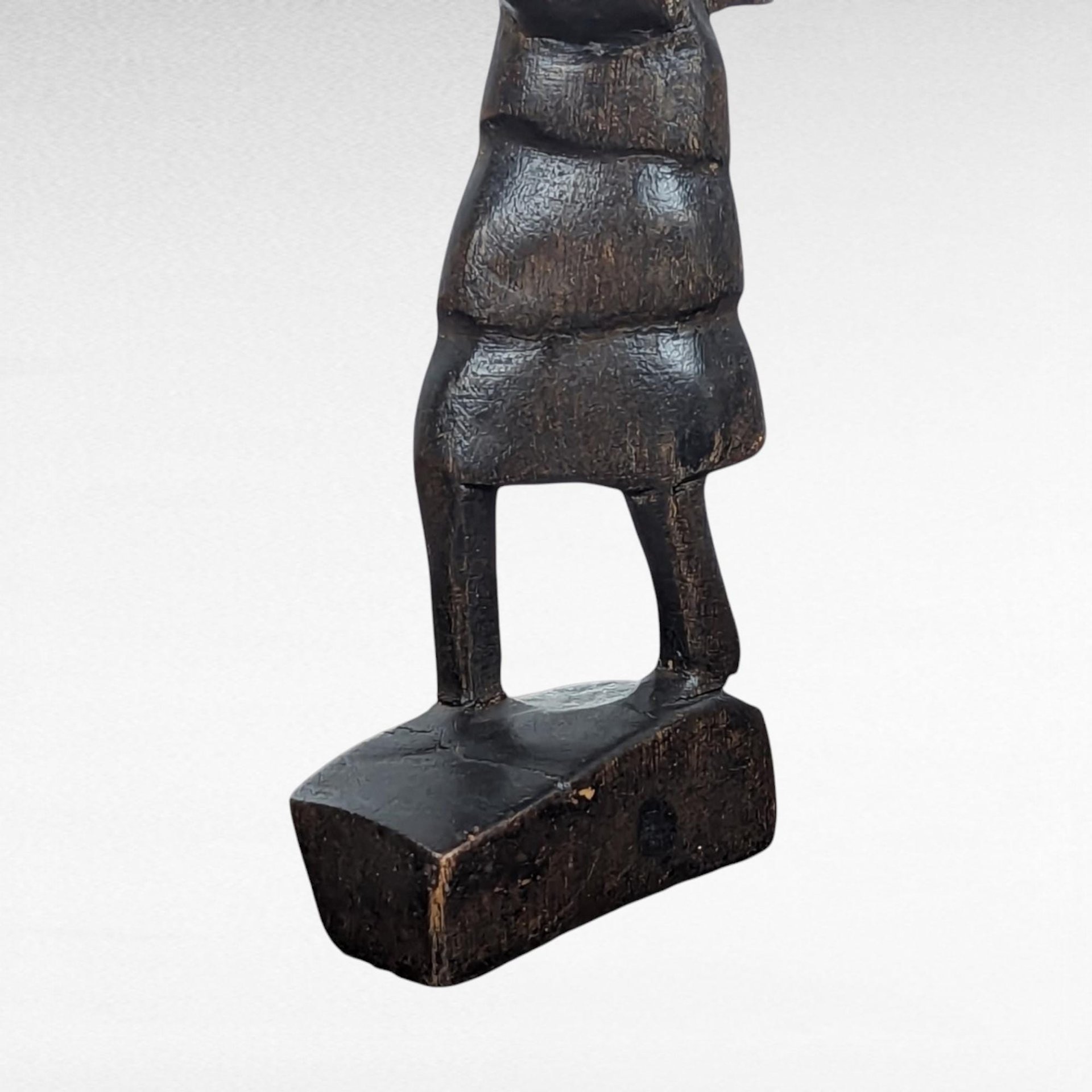 Vintage Hand Carved Wooden Figurines, Tribal Art Decor, African Woman on Horse, Man with Pole, Collectible Wood Carvings
