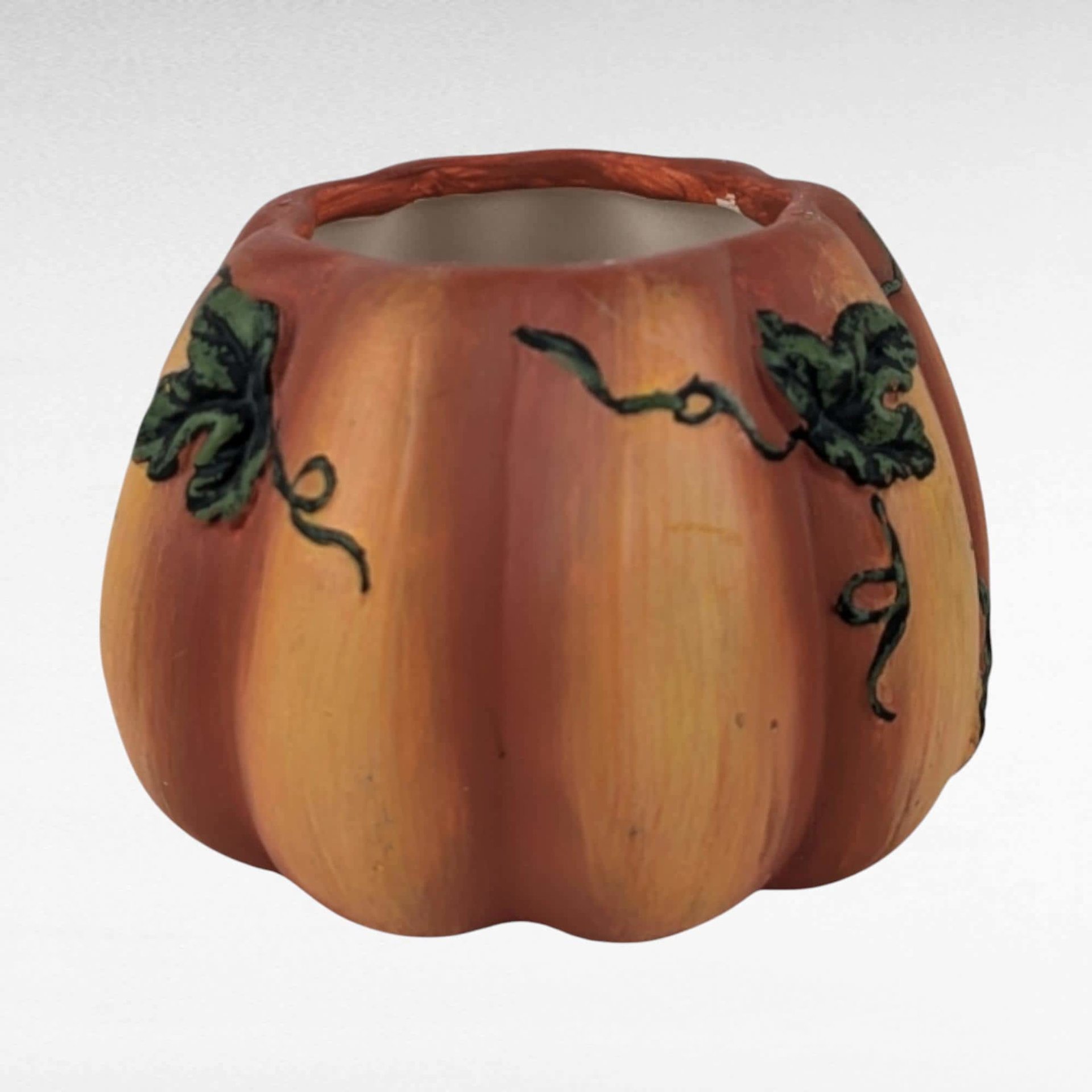 Vintage Kathy Hatch Ceramic Pumpkin Candle Holder, 2002 Halloween Decor, Fall Decor, Gift for Hostess