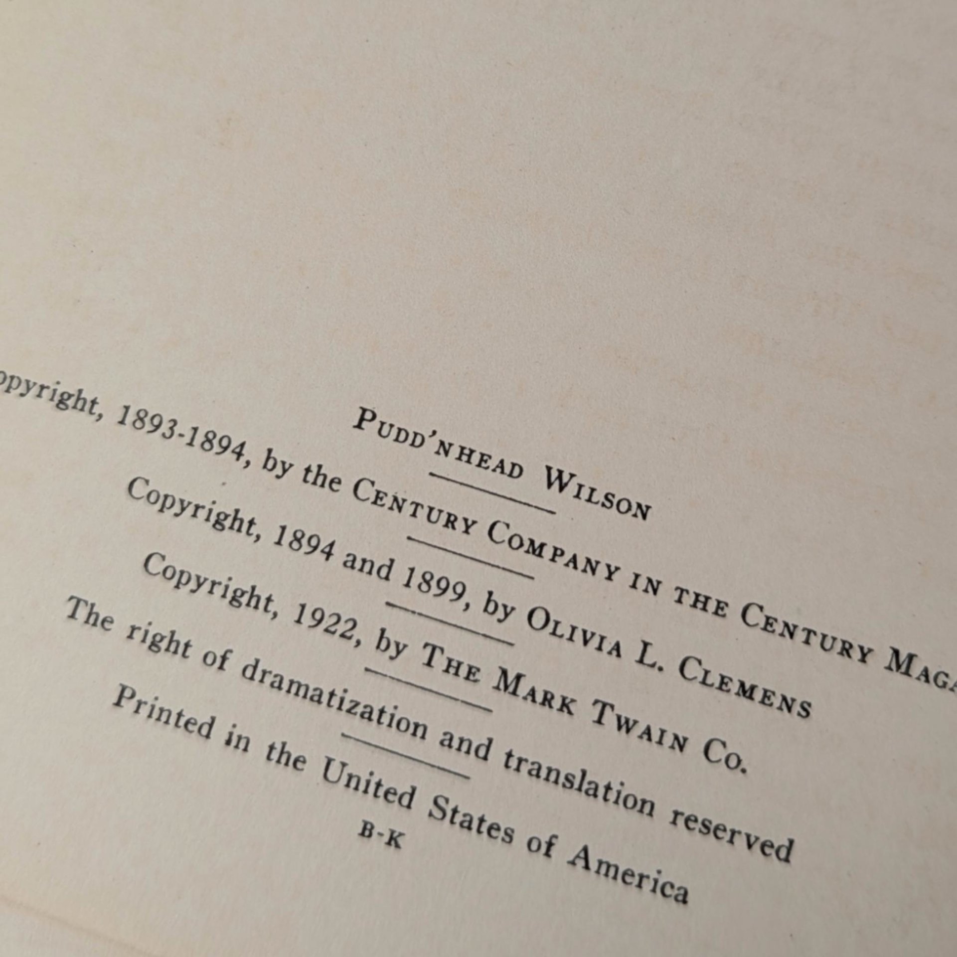 1922 Pudd'nhead Wilson, Mark Twain Complete Works, Antique Hardcover Book, Vintage Literature Gift