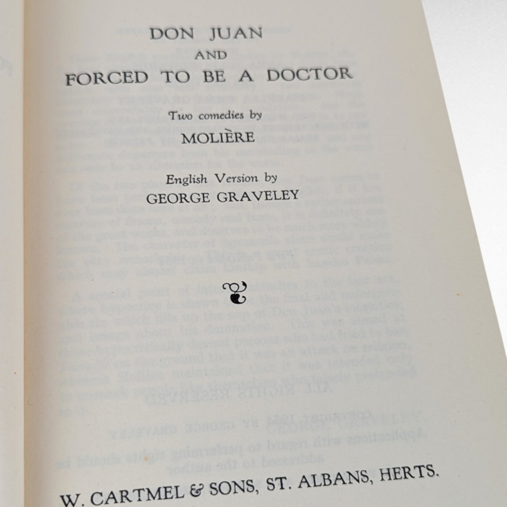 1954 Molière Comedies, Don Juan & Forced to Be a Doctor, Hardcover Book, Vintage Theater Gift