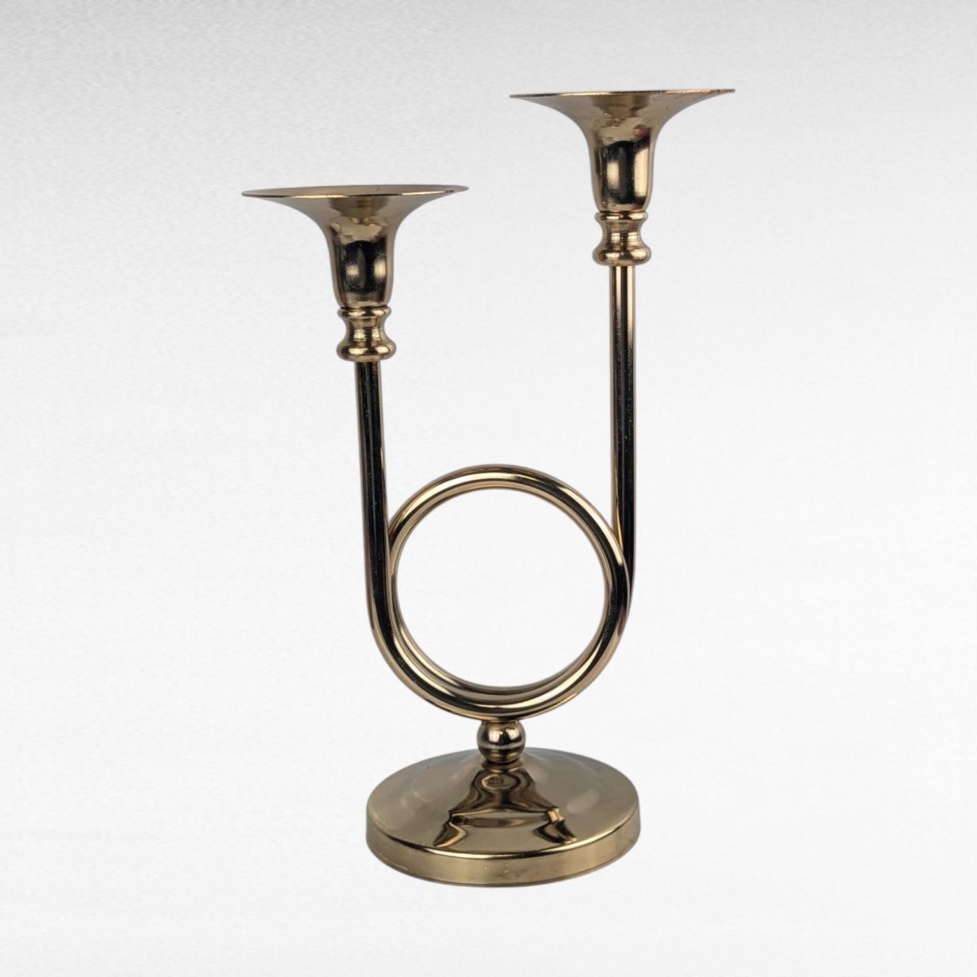 Vintage Brass Double Taper Candle Holder, Unique Mid-Century Candleabra, Decorative Brass Candle Stand, Gift for Home Decor Enthusiasts