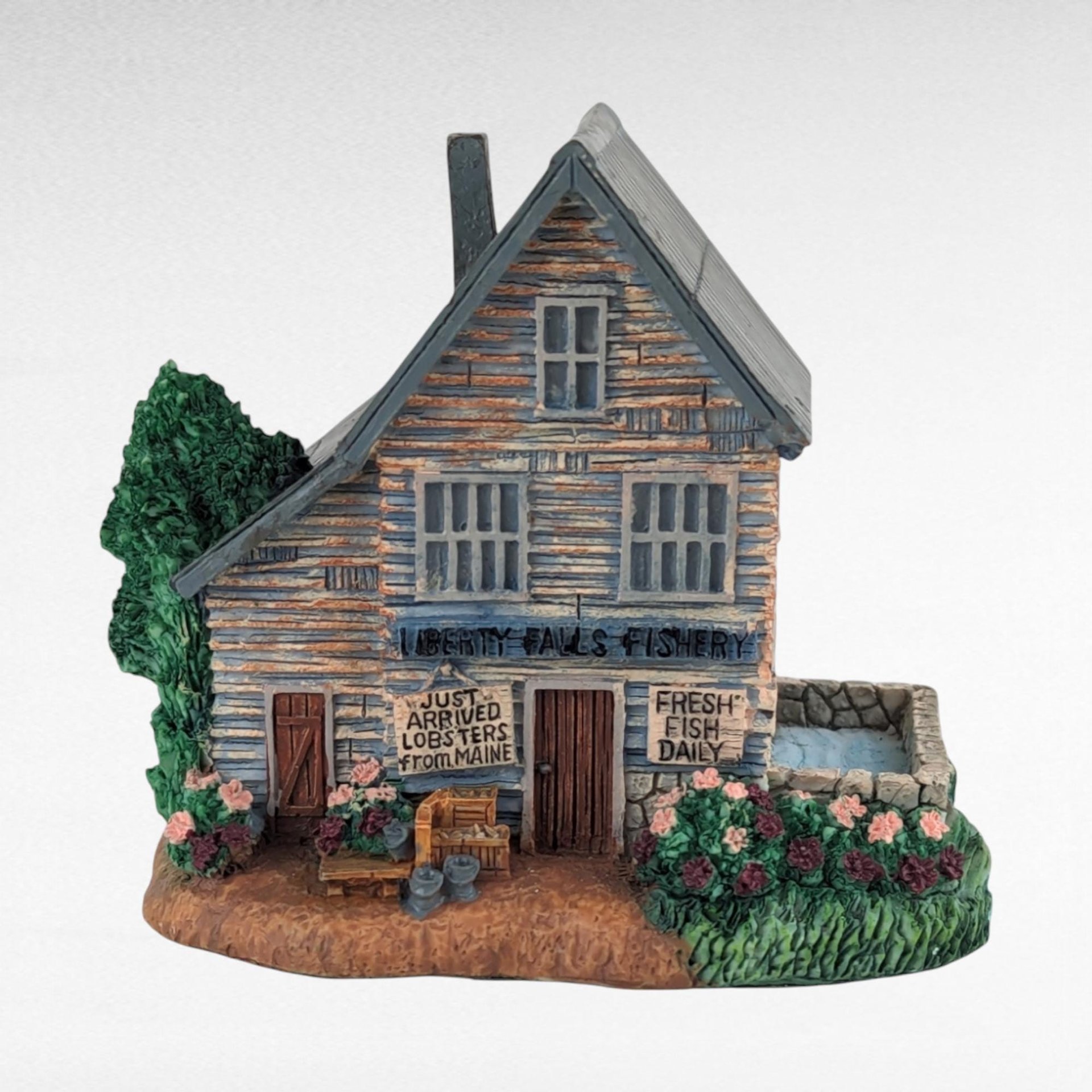 Vintage Liberty Falls Village Figurines, 7 Piece Set, Barber Shop, Firehouse, Shops, Courthouse, Collectible Miniatures, Gift for Collector