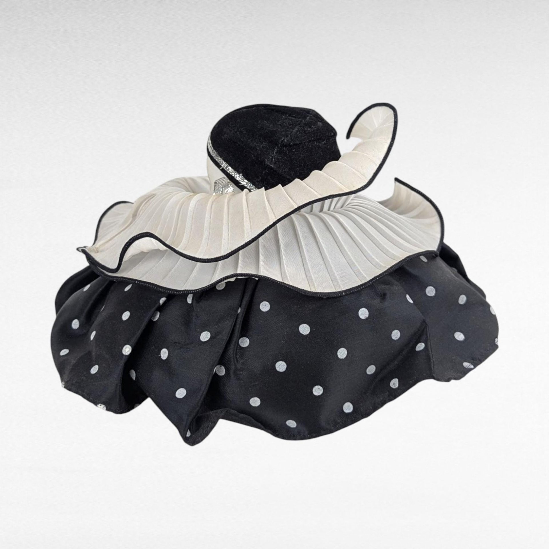 Vintage Sad Clown Head Music Box, Black & White Porcelain, Rotating Base, Unique Gift, Collectible Clown Decor