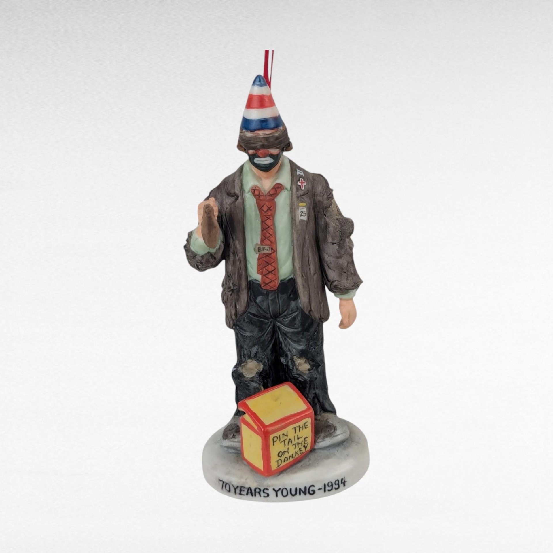 Vintage 1994 Flambro Emmett Kelly Jr. 70 Years Young Figurine, Ceramic Clown Ornament, Collectible Clown, Birthday Gift, 5.5 Inch